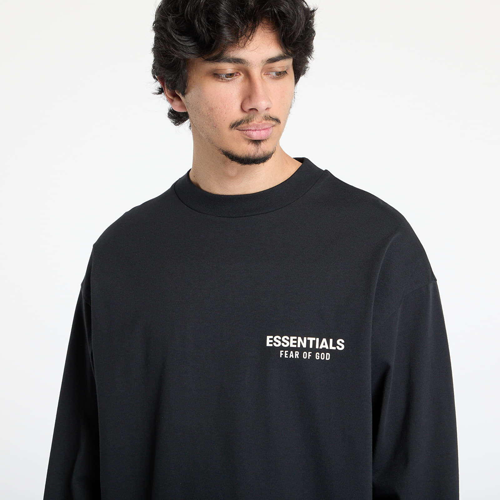 T-Shirts Fear of God Essentials Classic Fit Long Sleeve Tee Jet Black