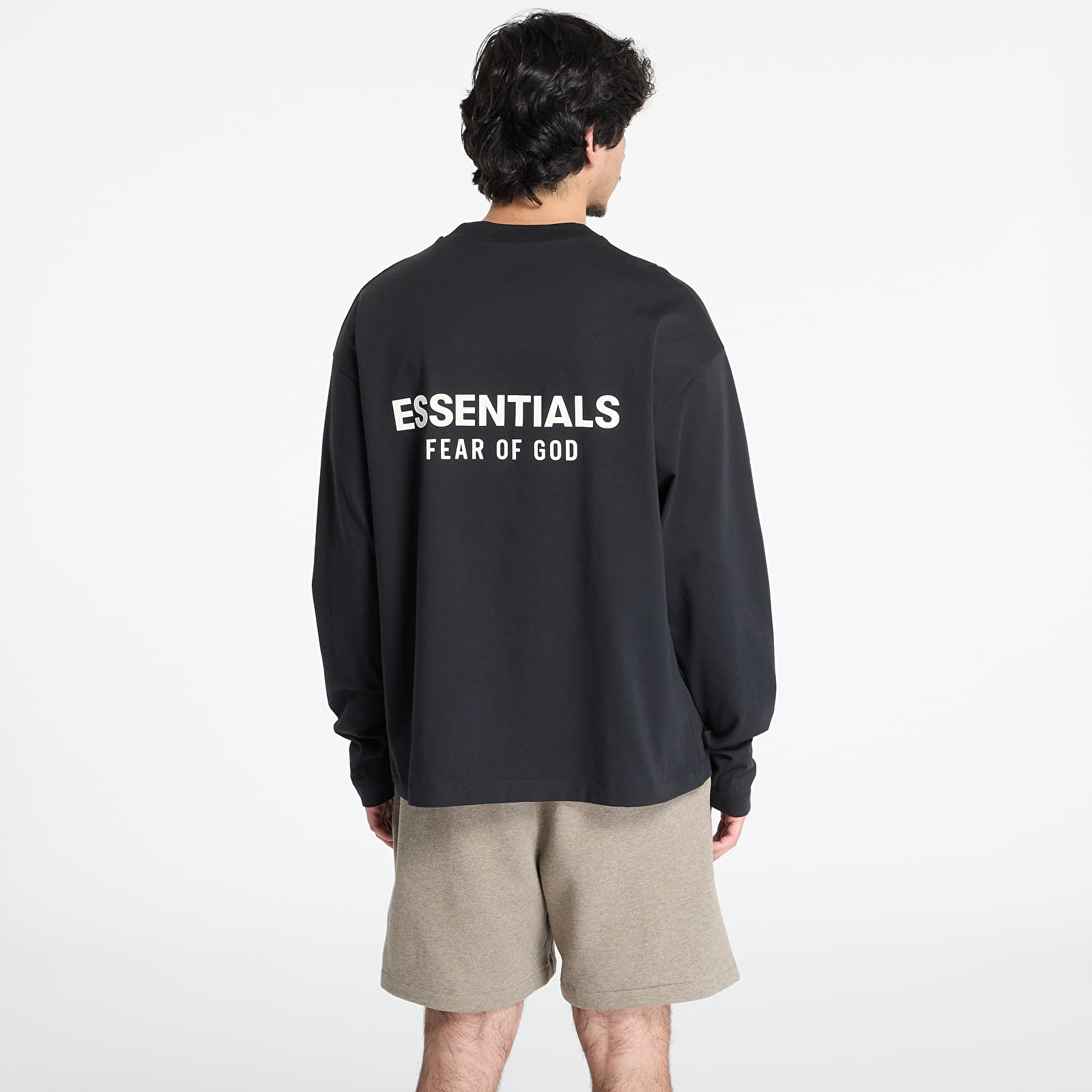 T-Shirts Fear of God Essentials Classic Fit Long Sleeve Tee Jet Black