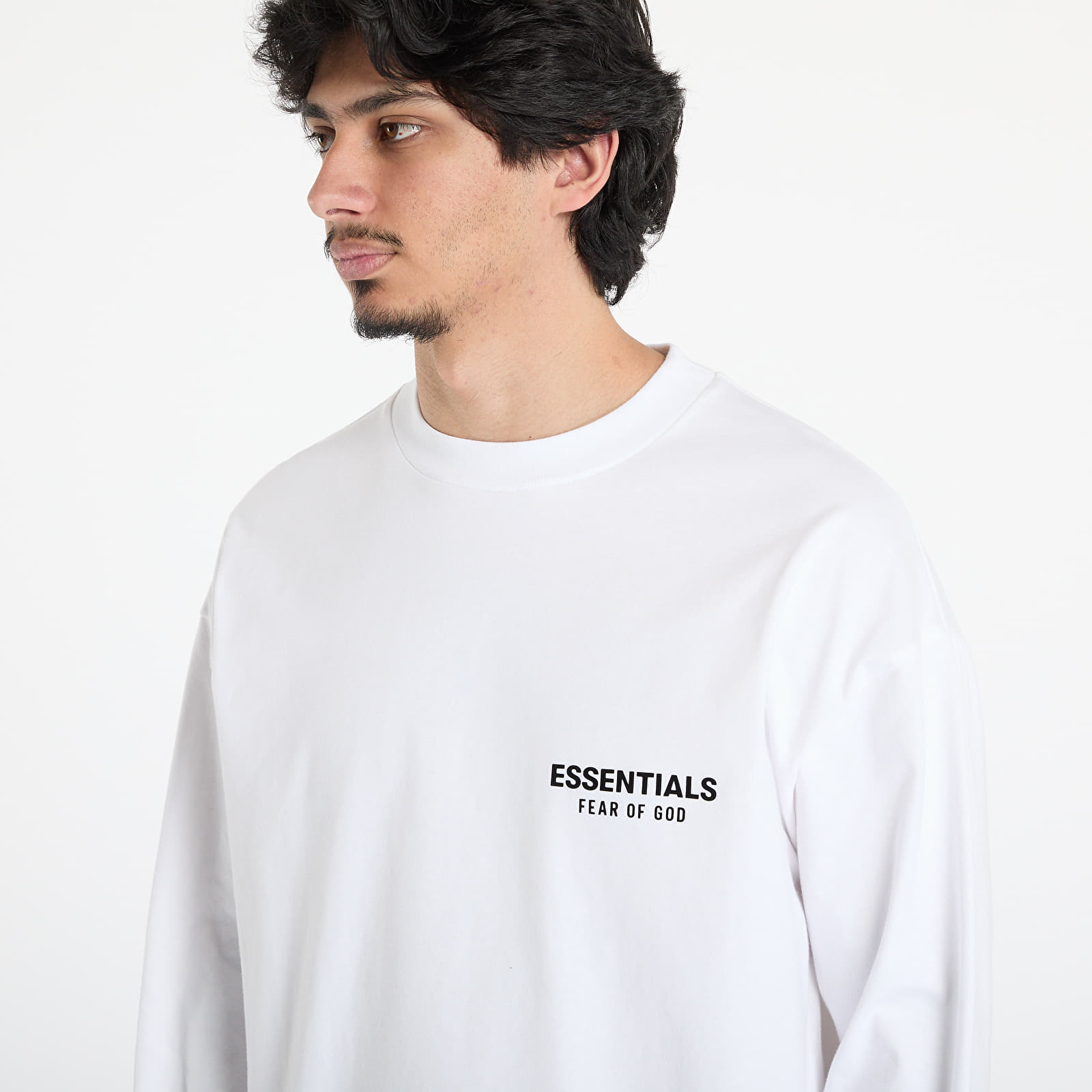 T-Shirts Fear of God Essentials Classic Fit Long Sleeve Tee Bright White