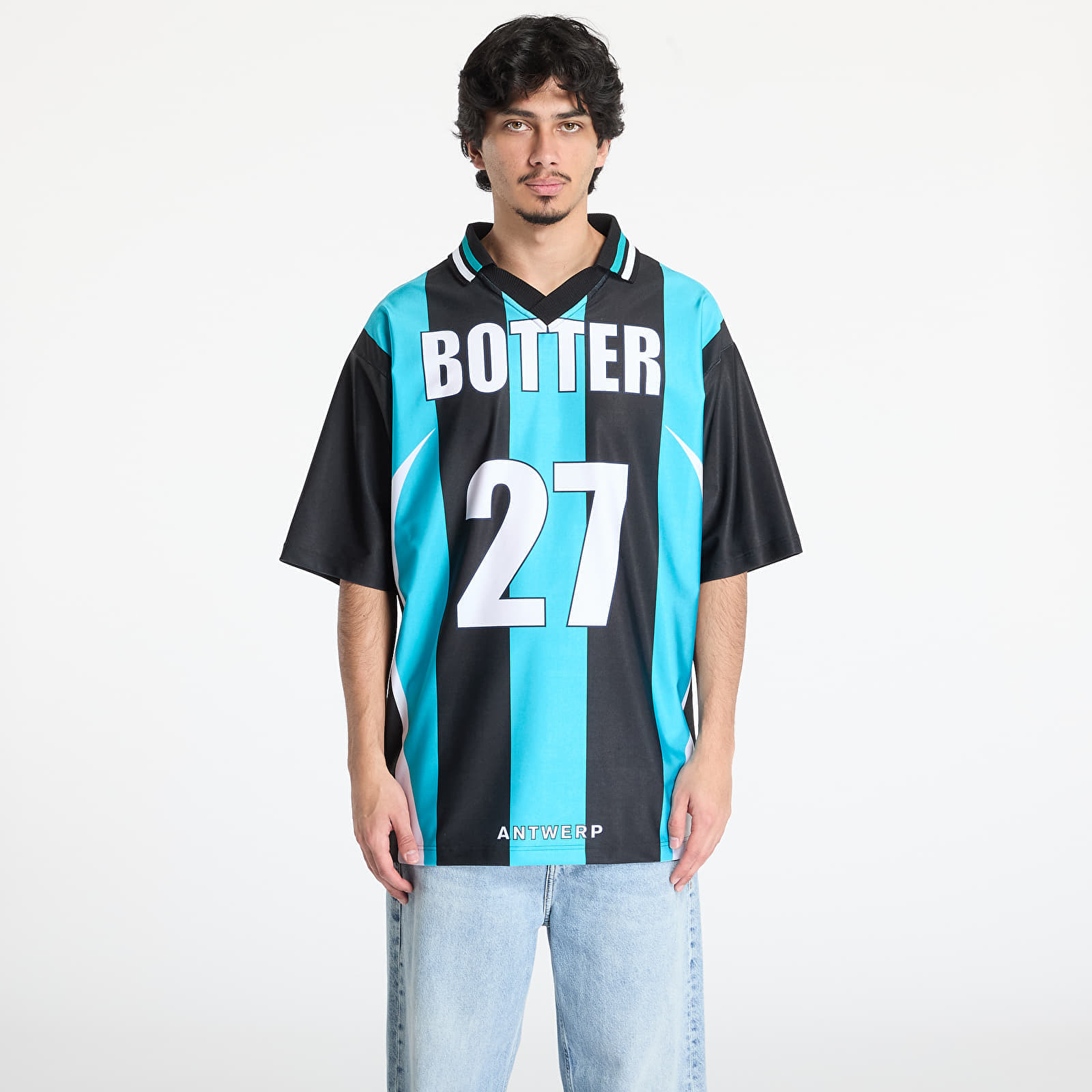 Джърси Reebok x Botter LTD Reverse Soccer Tee Striped Navy/ Aqua Blue S