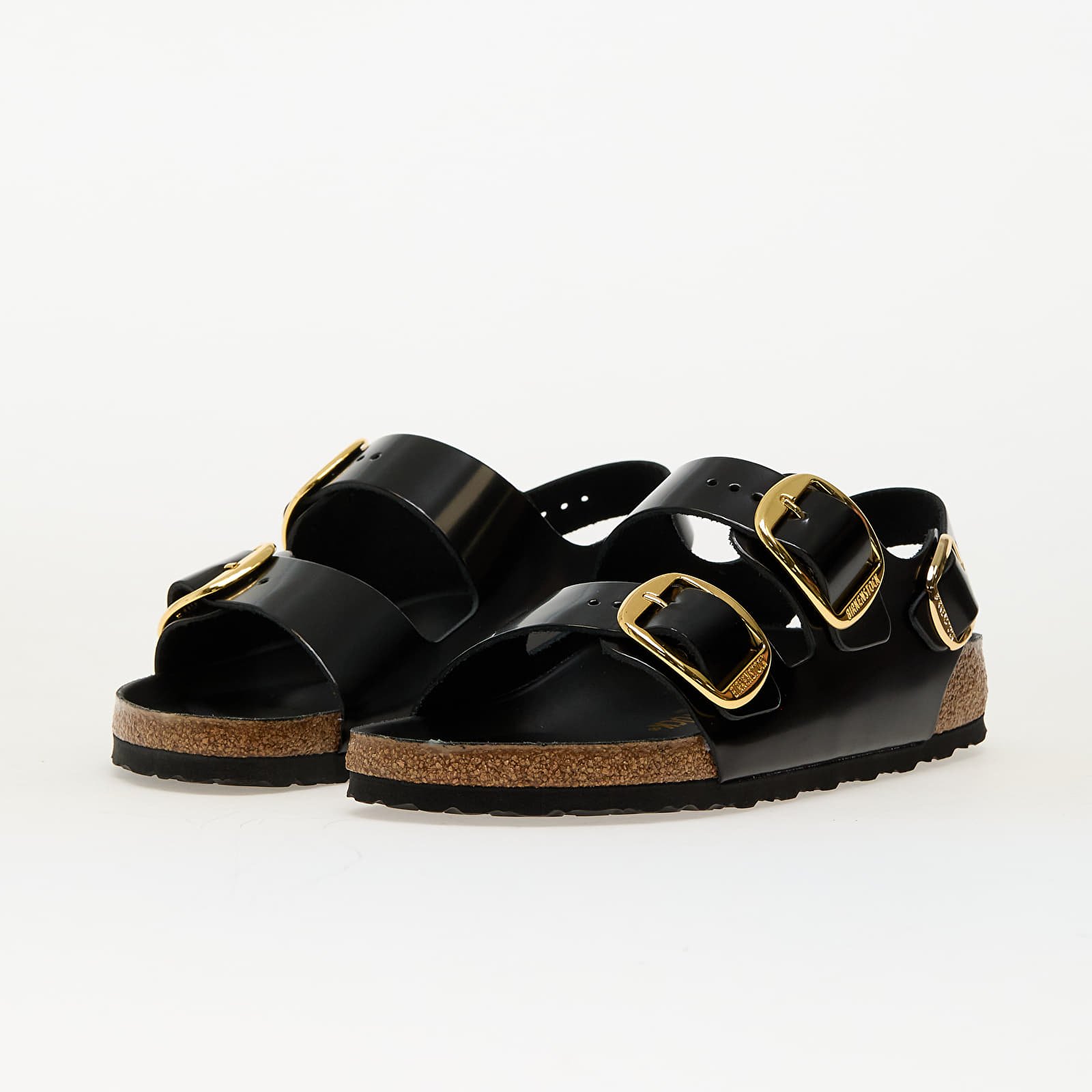 Buty damskie Birkenstock Milano Big Buckle Natural Leather Patent High-Shine Black