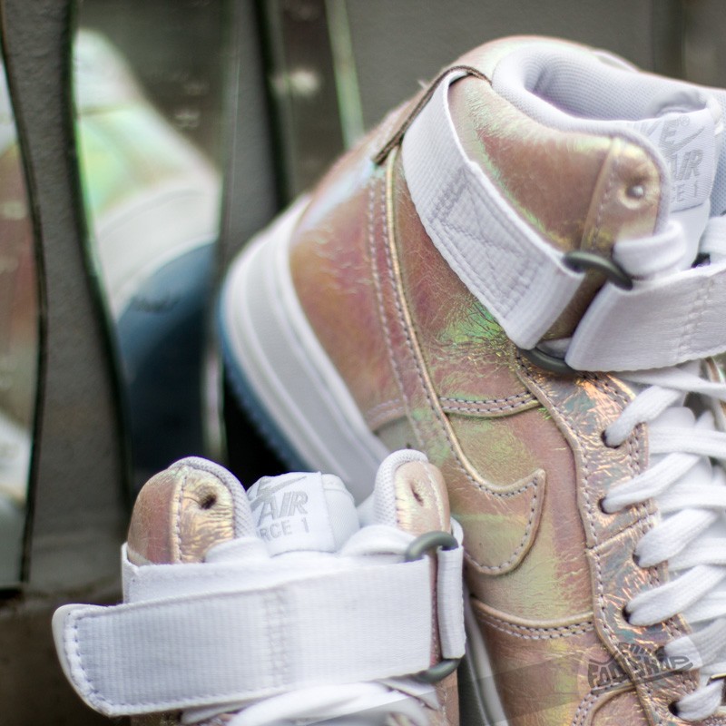 Buty damskie Nike Wmns Air Force 1 HI PRM QS White/Metalic Silver Iridescent Pearl