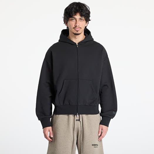 Fear of God Essentials Classic Fit Fleece Zip Up Hoodie Jet Black