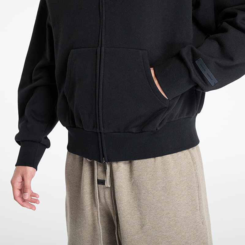 Fear of God Essentials Classic Fit Fleece Zip Up Hoodie Jet Black