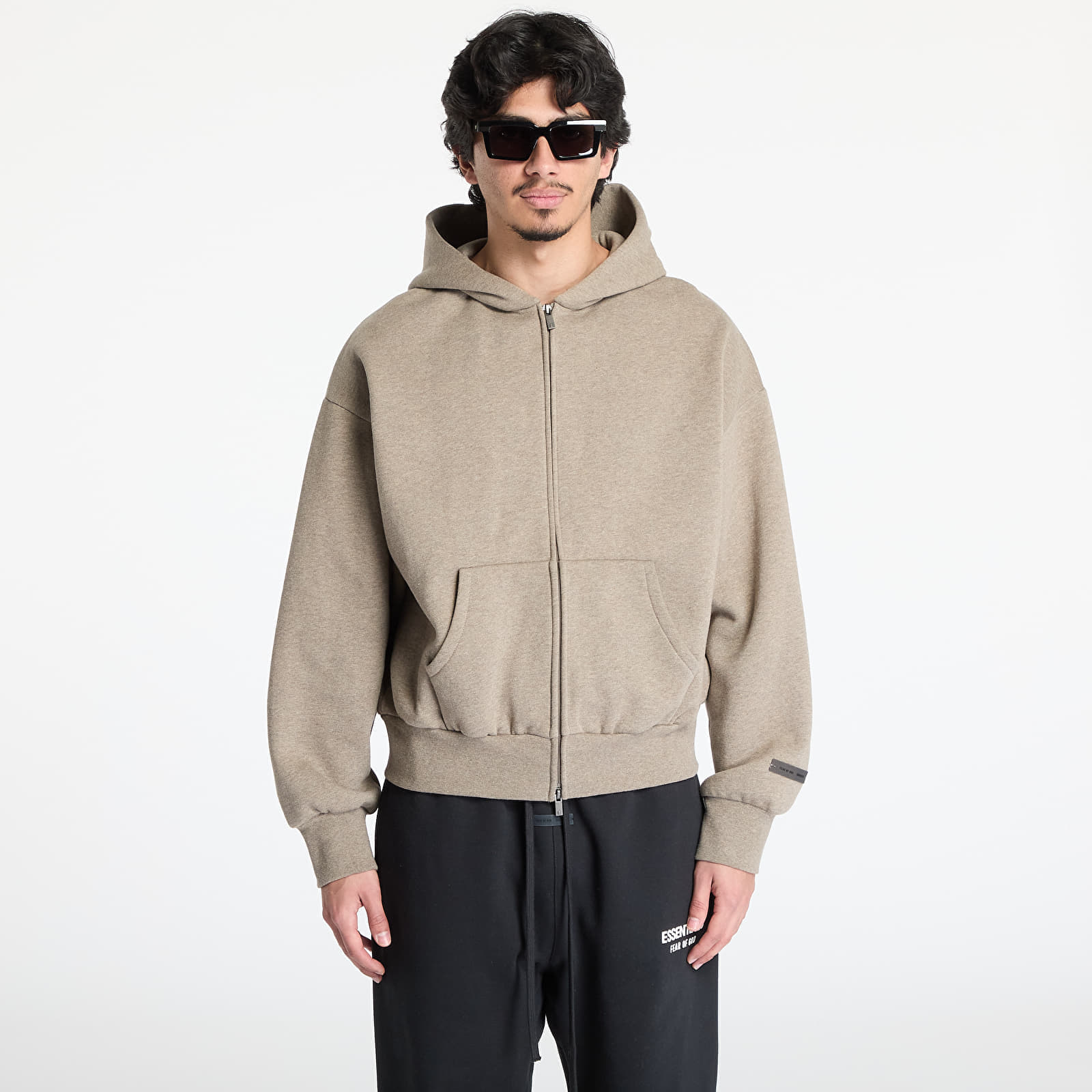 Hanorac Fear of God Essentials Classic Fit Fleece Zip Up Hoodie Homestead Heather XL