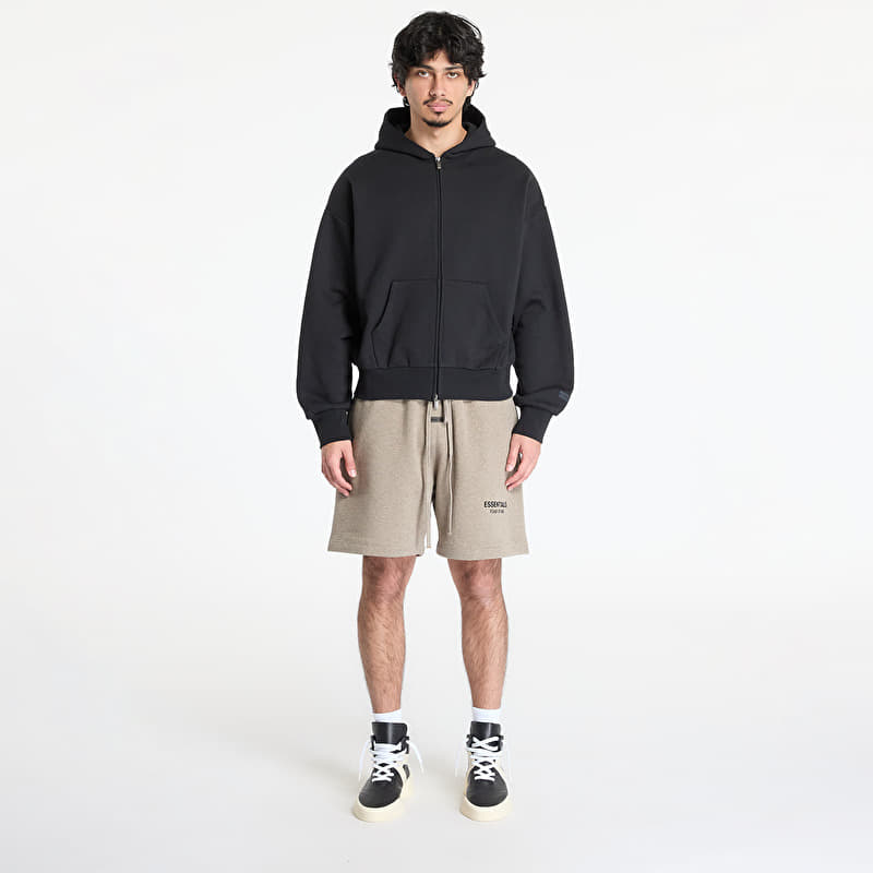 Fear of God Essentials Classic Fit Fleece Zip Up Hoodie Jet Black