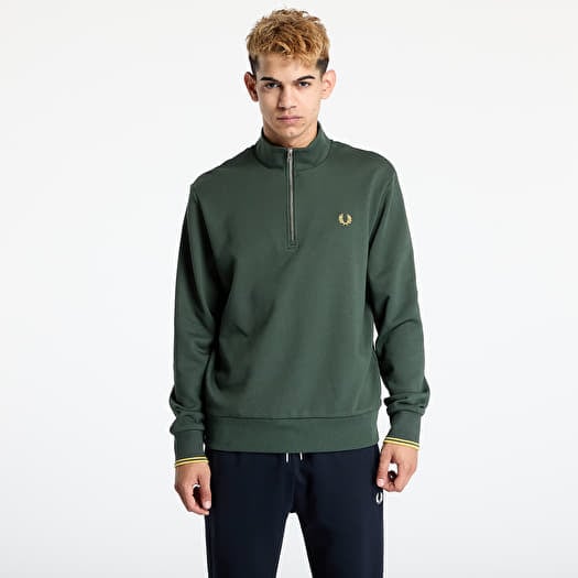 FRED PERRY Half Zip Sweatshirt Court Green