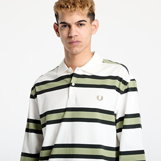 T-shirts FRED PERRY Jersey Stripe Polo Shirt Light Ecru Footshop
