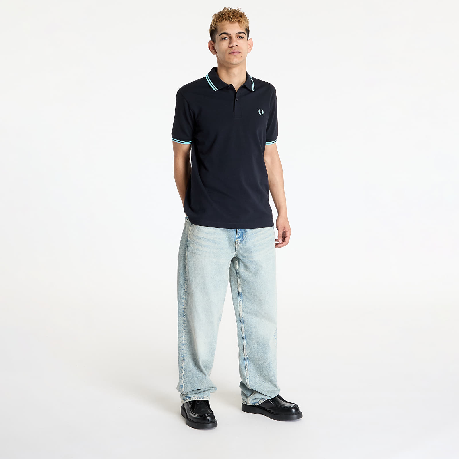 T-shirts FRED PERRRY Twin Tipped Fred Perry Shirt Navy/ Mint Blue