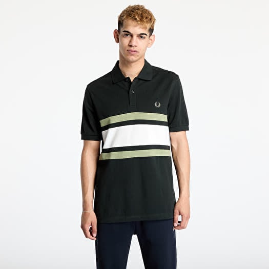 T-krekls FRED PERRY Panelled Polo Shirt Night Green