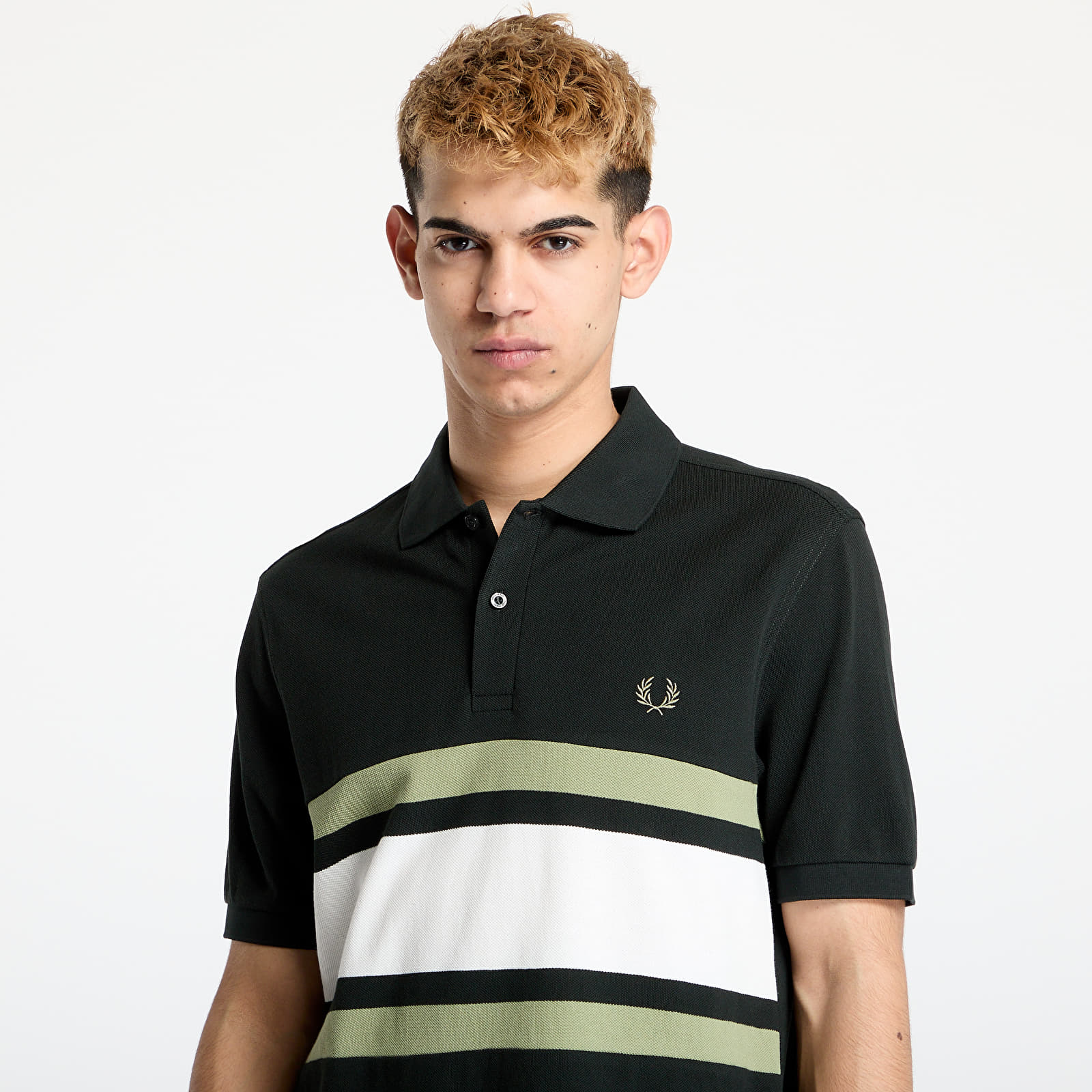T-paidat FRED PERRY Panelled Polo Shirt Night Green