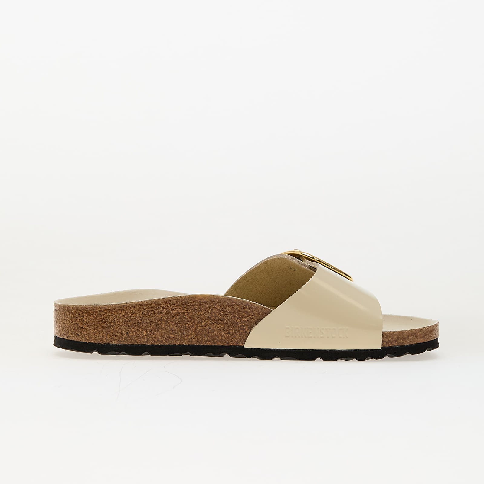 Női cipők Birkenstock Madrid Big Buckle Natural Leather Patent High-Shine Ecru