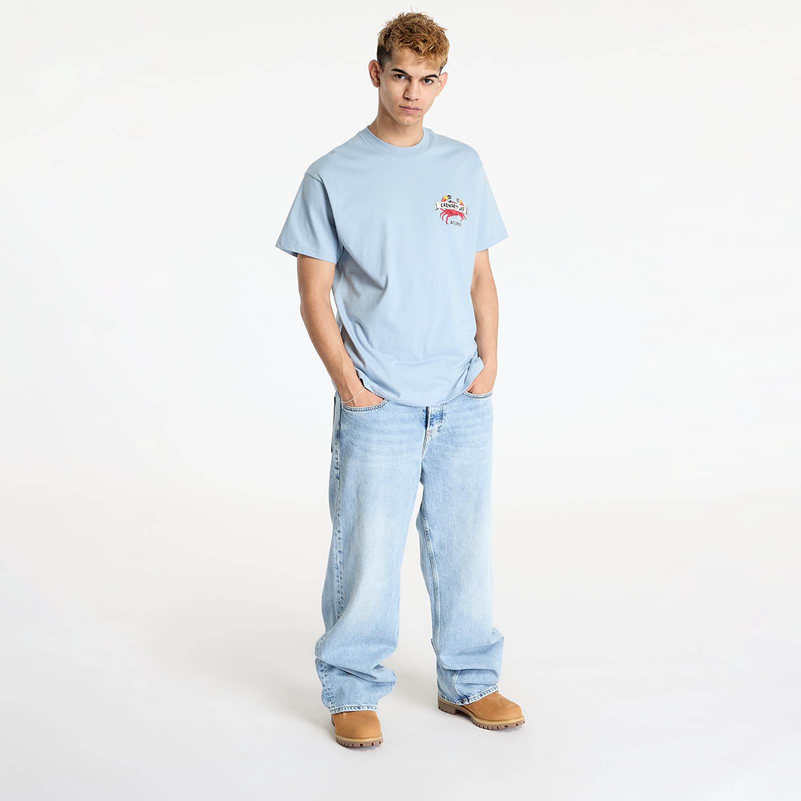 Тениски Carhartt WIP Crab Paint Short Sleeve T-Shirt UNISEX Frosted Blue