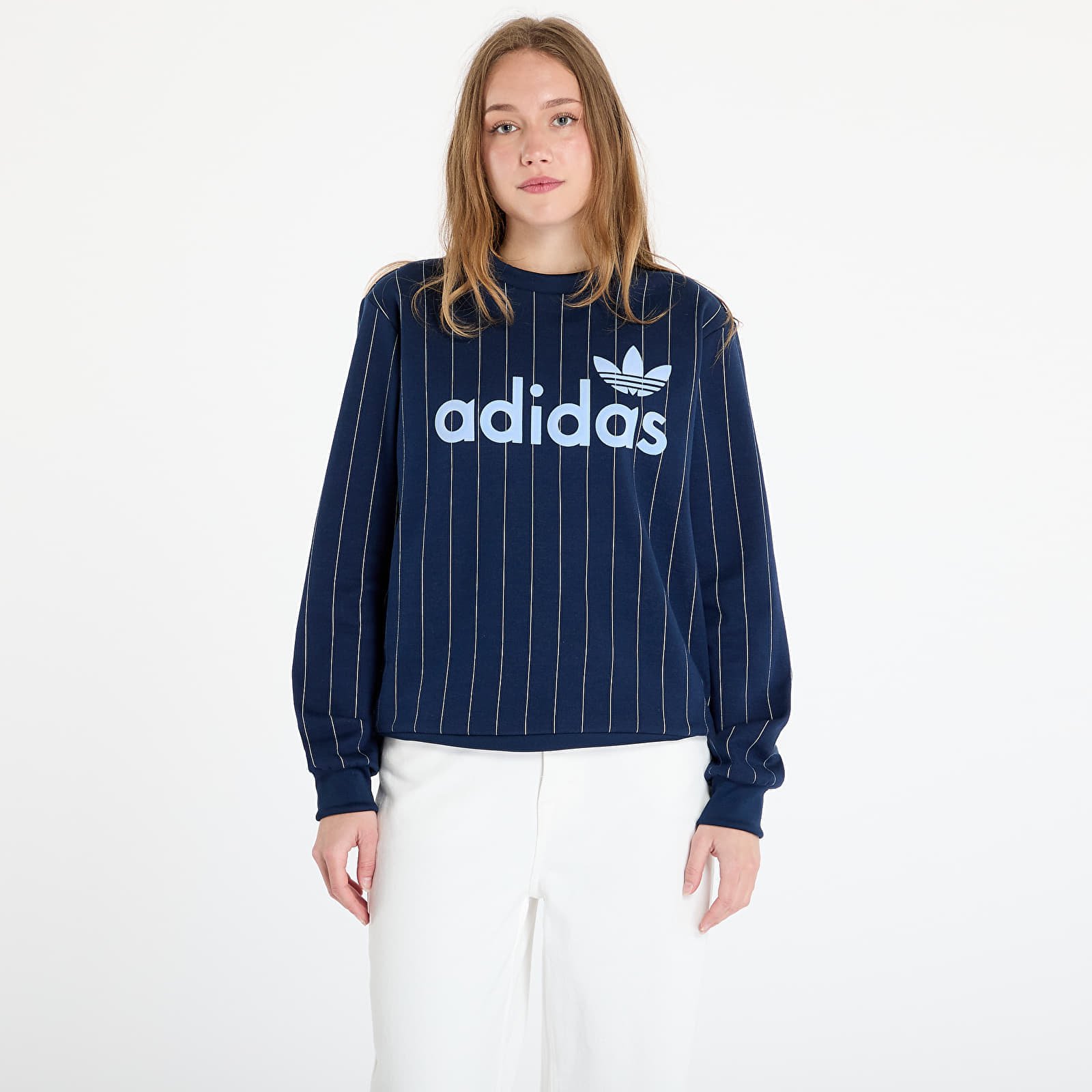 Hanorac adidas Pinstripe Graphic Sweatshirt Blue/ Night Indigo/ Off White S