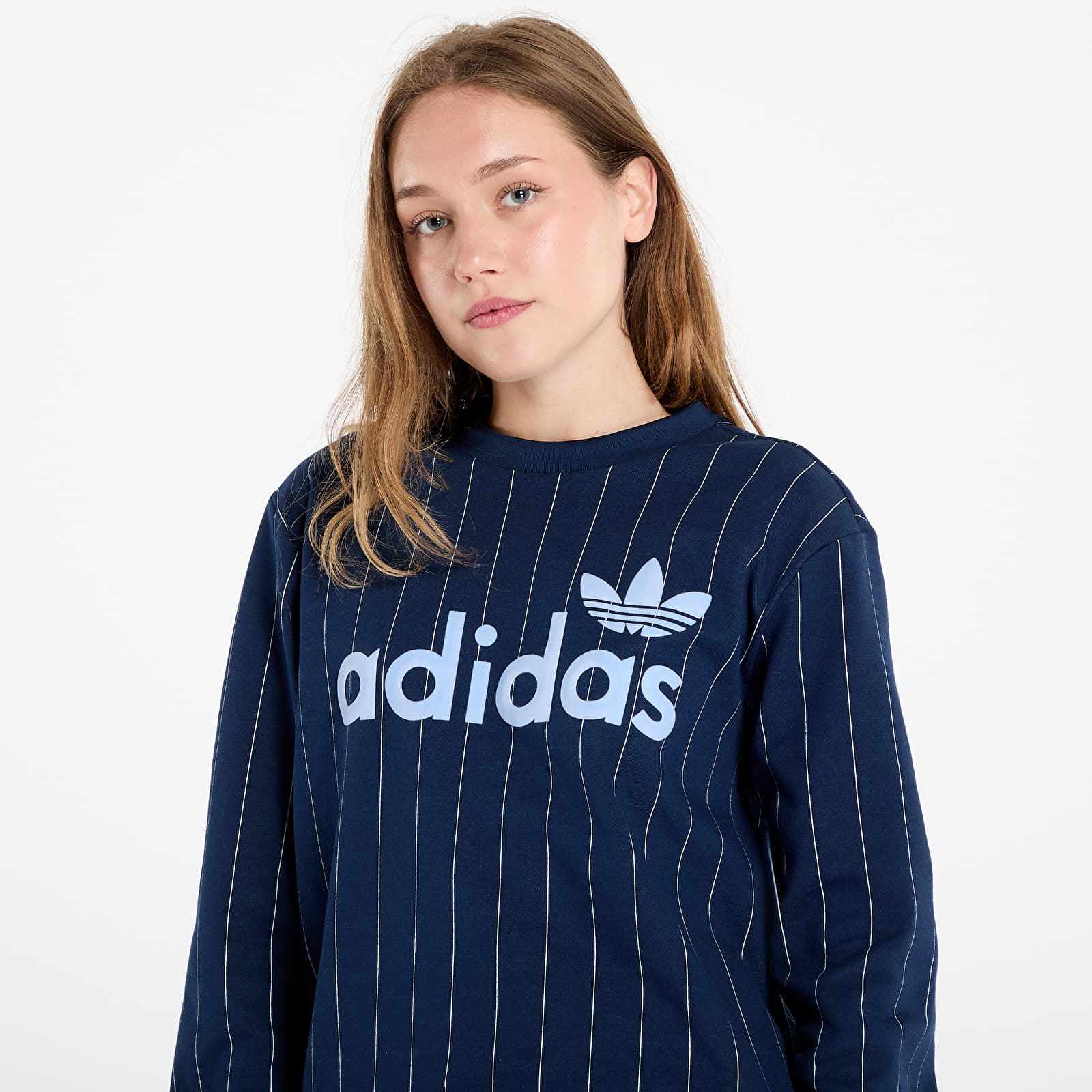Kapuutsikud ja kampsunid adidas Pinstripe Graphic Sweatshirt Blue/ Night Indigo/ Off White