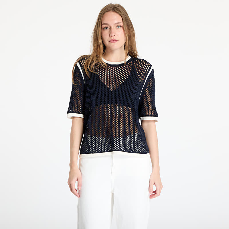 Tričko adidas x Wales Bonner Short Sleeve Knit Tee Blue/ Night Navy