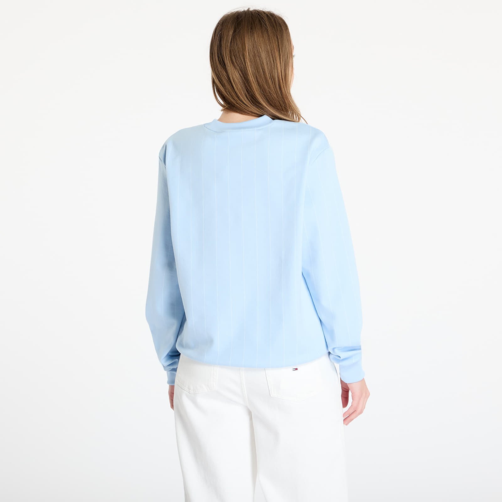 Mikiny adidas Pinstripe Graphic Sweatshirt Blue/ Clear Sky/ Off White