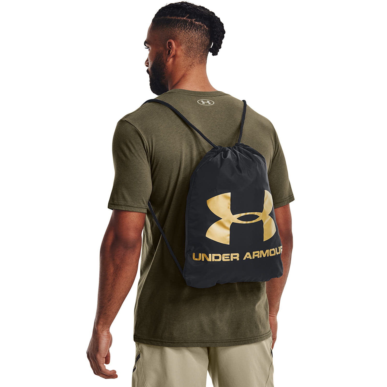 Herren Rucksäcke Under Armour Ozsee Sackpack Black/ Metallic Gold