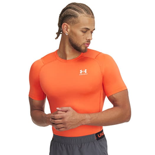 Maglietta Under Armour HG Armour Comp SS Tee Fire/ White
