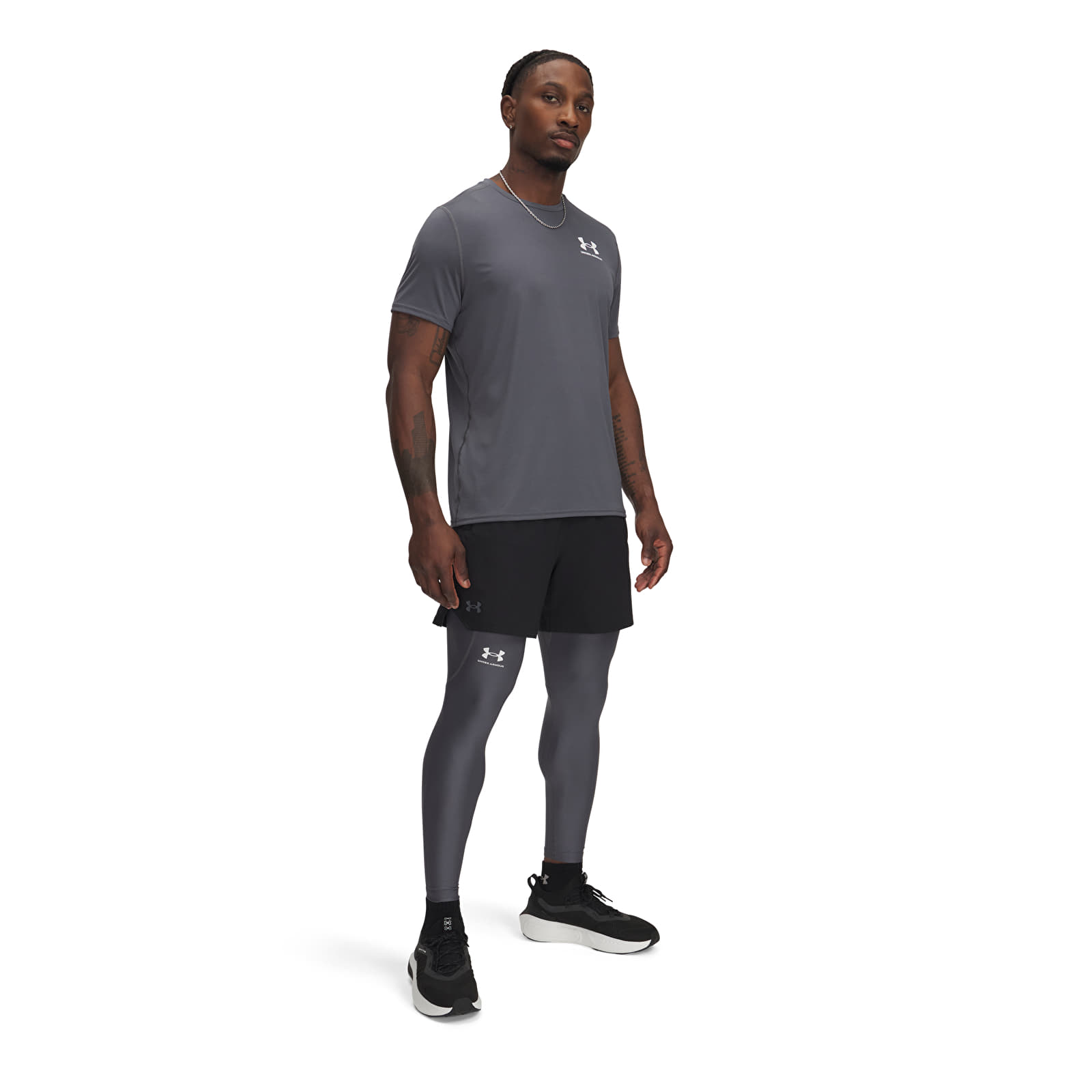 Men's leggings Under Armour HG Armour Leggings Castlerock/ White