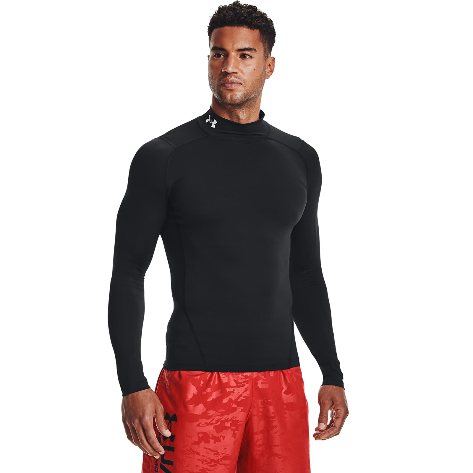Trička Under Armour Hg Armour Comp Mock LS Black/ White