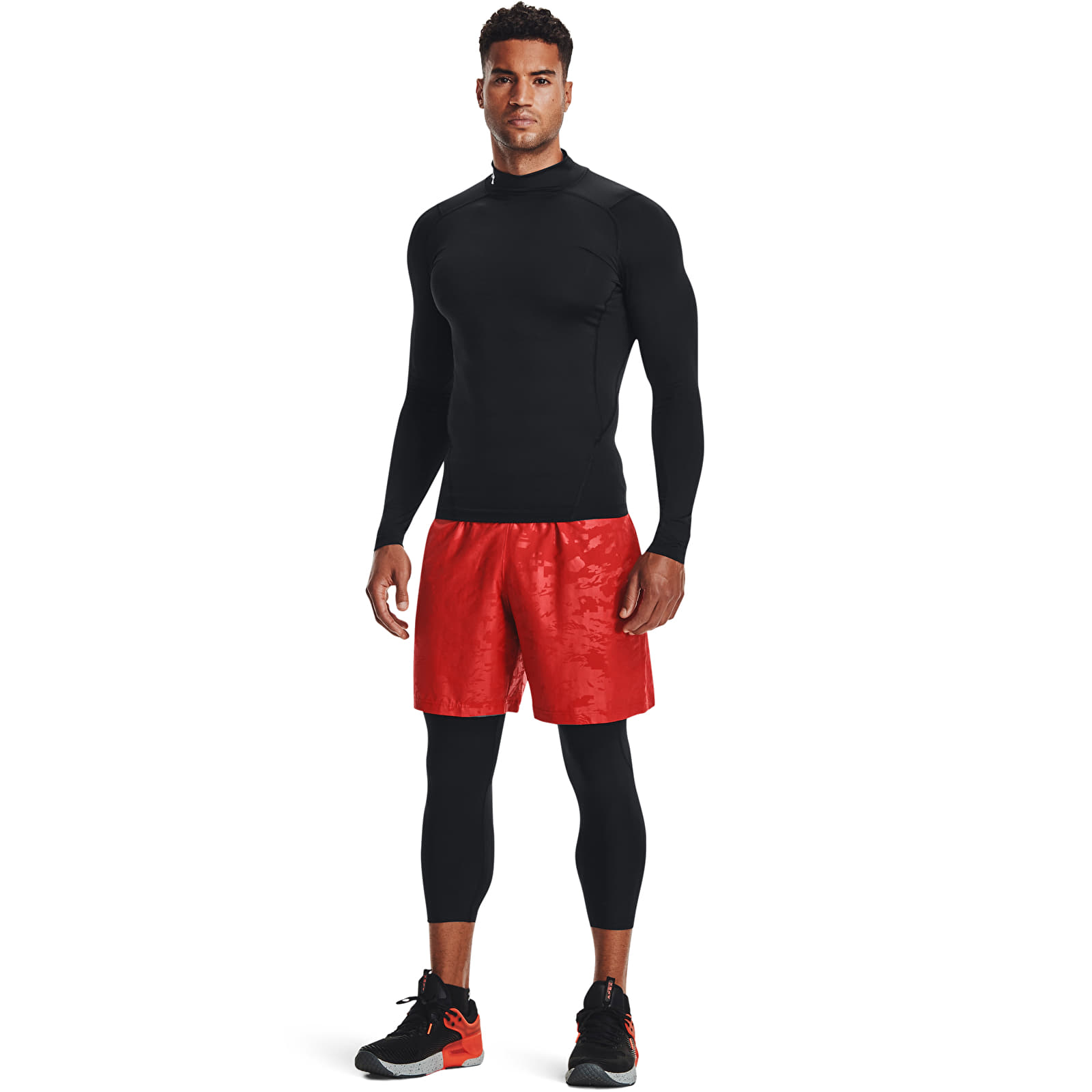 Trička Under Armour Hg Armour Comp Mock LS Black/ White