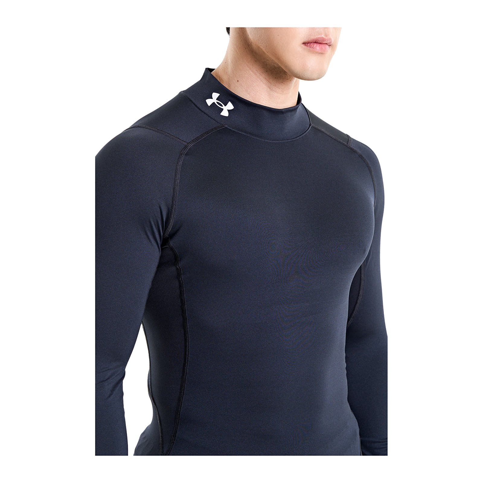 Trička Under Armour Hg Armour Comp Mock LS Black/ White
