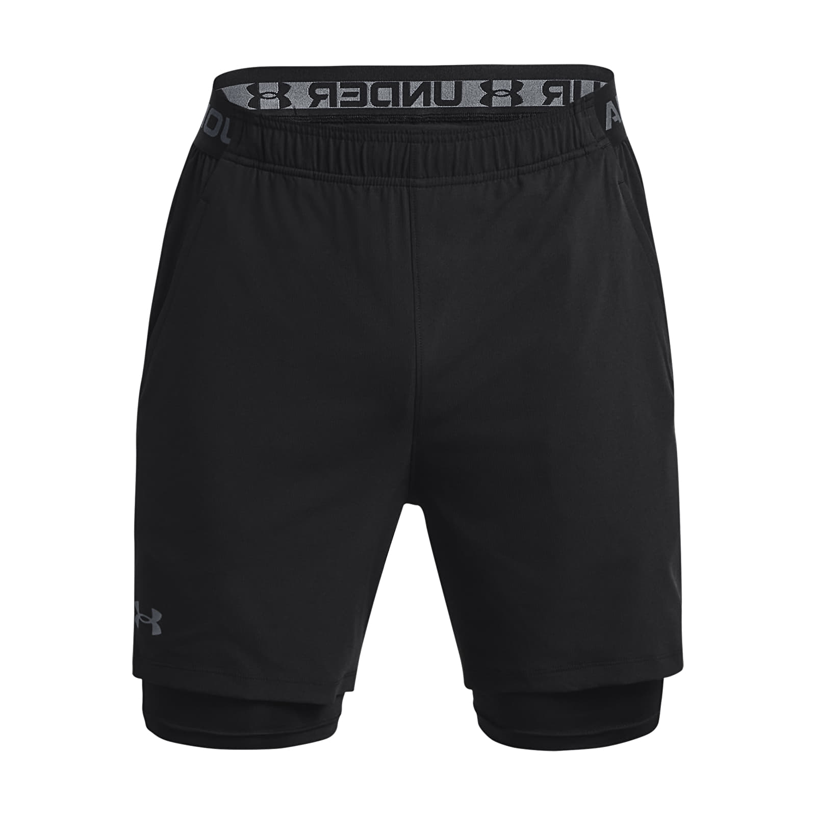 Men's shorts Under Armour Vanish Woven 2in1 Sts Black/ Black/ Pitch Gray