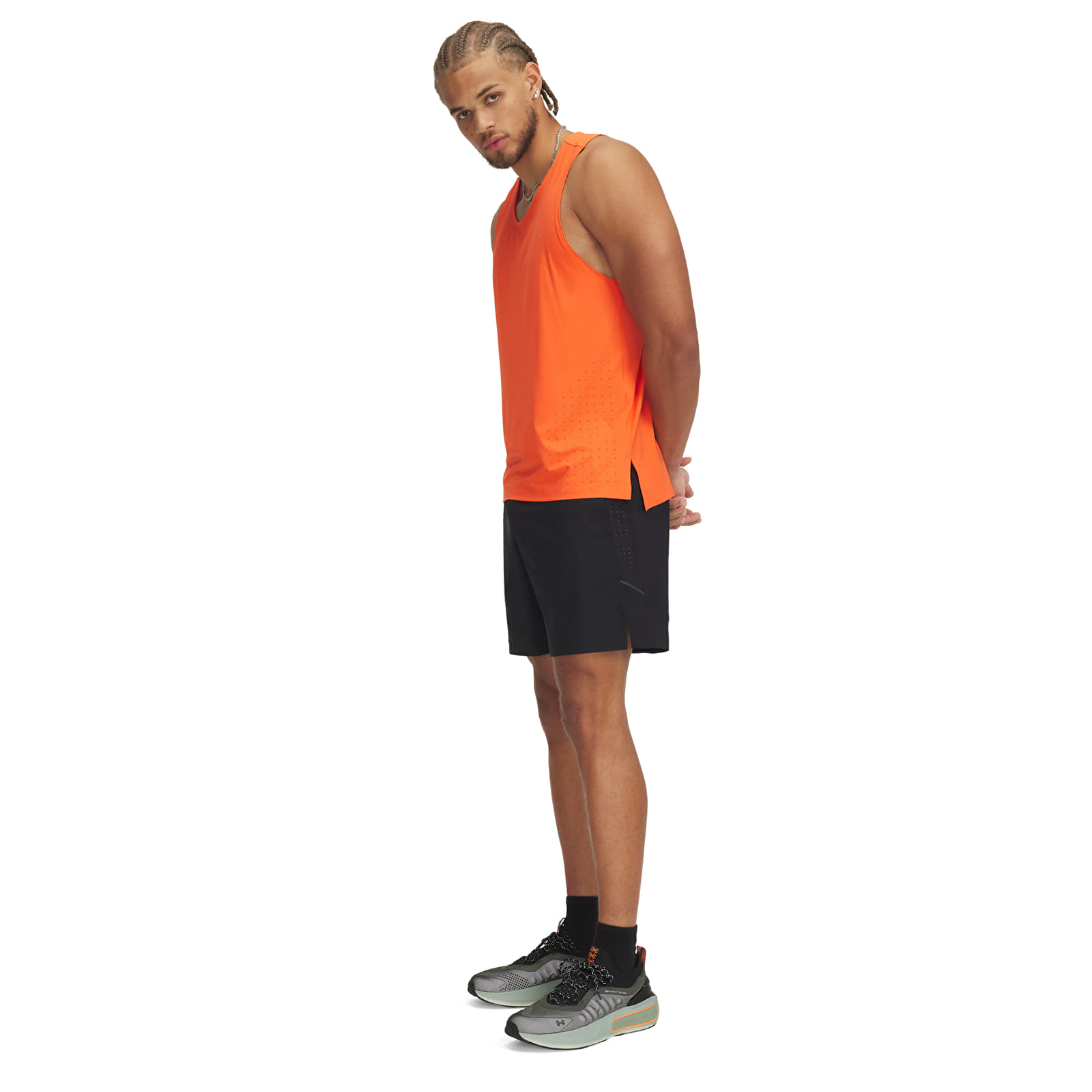 Shorts til mænd Under Armour LAUNCH PRO 2n1 7'' SHORTS Black/ Fire/ Reflective