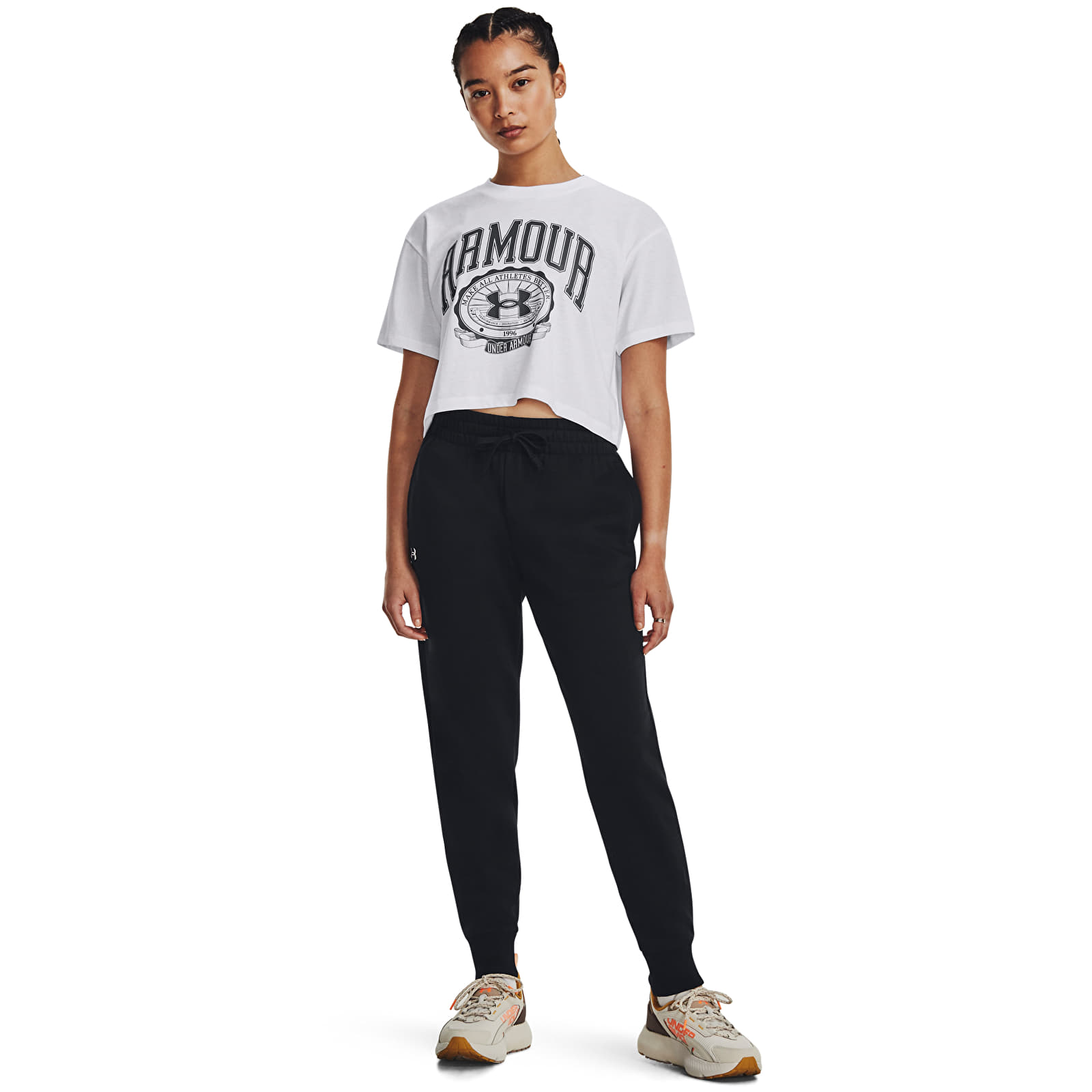 Pantalons femme Under Armour Rival Fleece Jogger Black/ White
