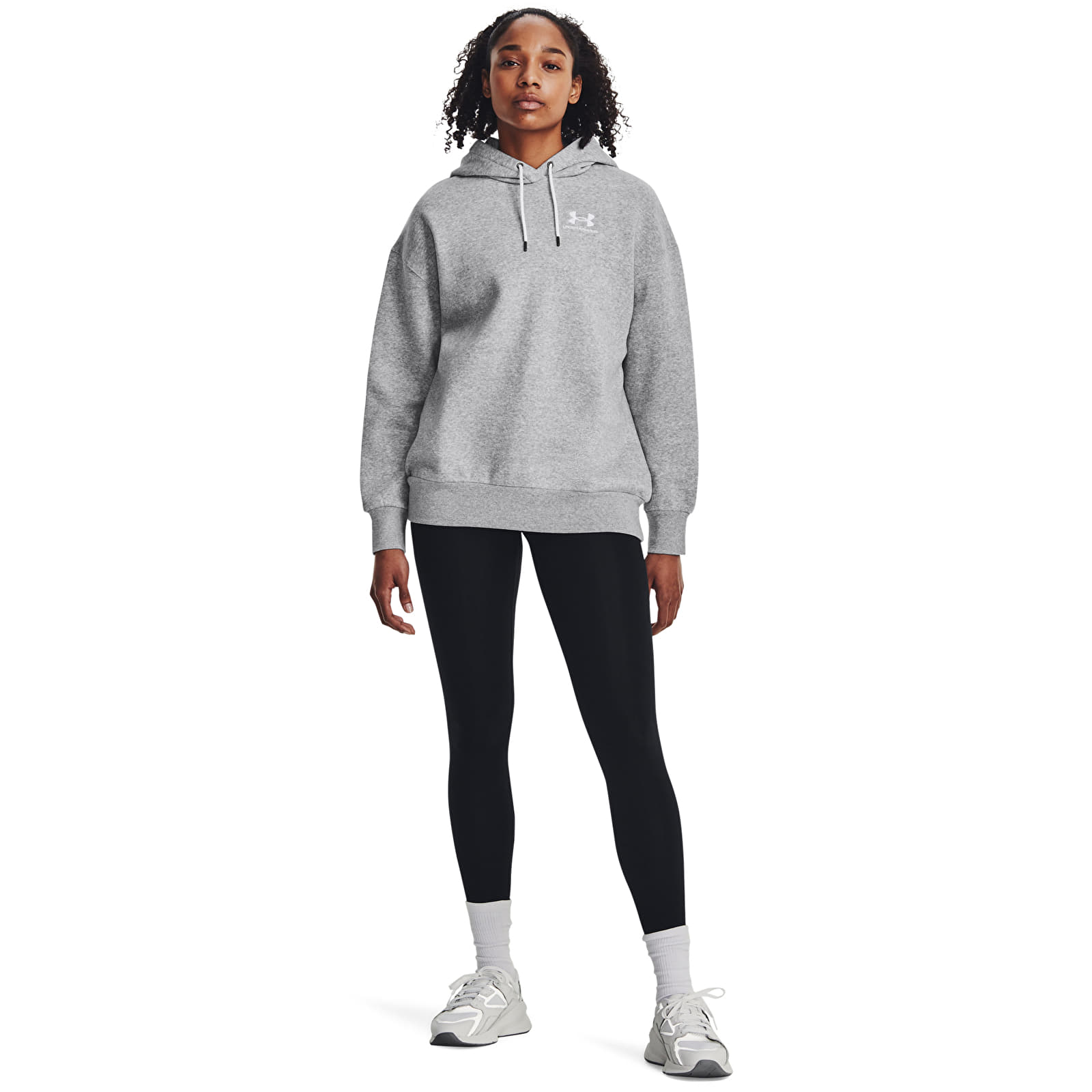 Sieviešu hoodies Under Armour Icon Fleece OS Hoodie Mod Gray Light Heather/ White