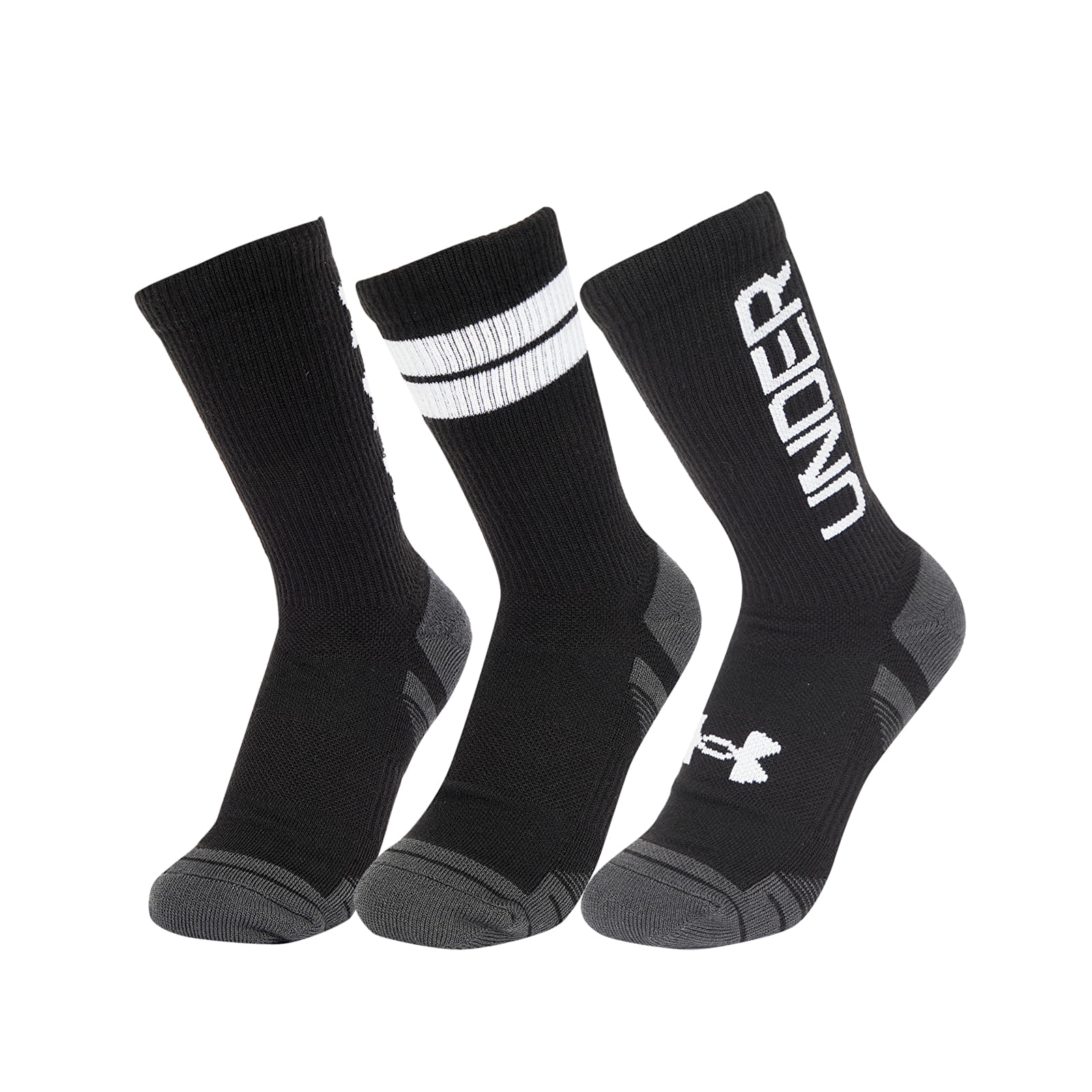 Socken - Männer Under Armour Perf Tech Nov 3-Pack Crew Black/ Black/ White