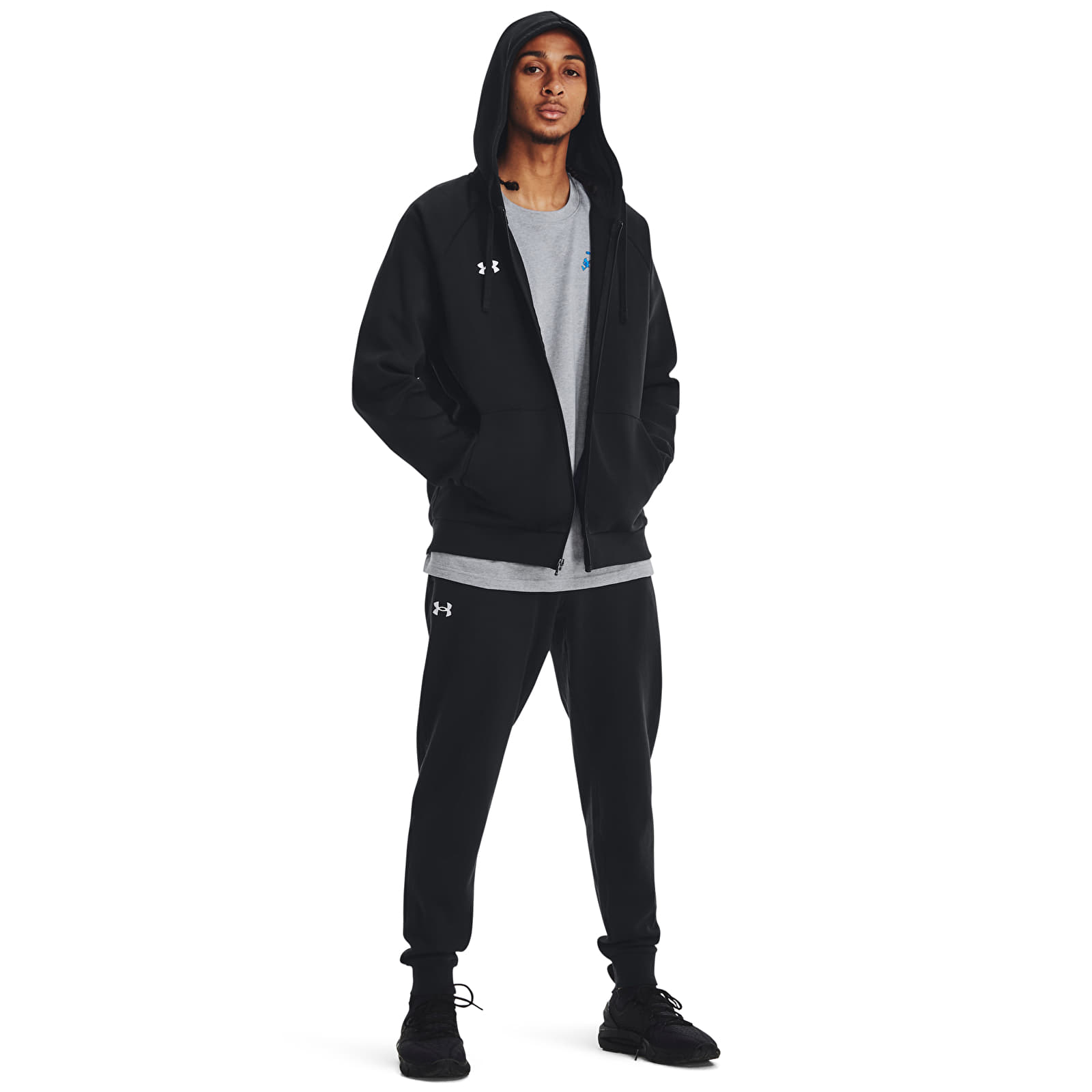 Bluzy z kapturem Under Armour Rival Fleece FZ Hoodie Black/ White