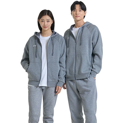 Under Armour Rival Fleece FZ Hoodie Castlerock Light Heather/ White