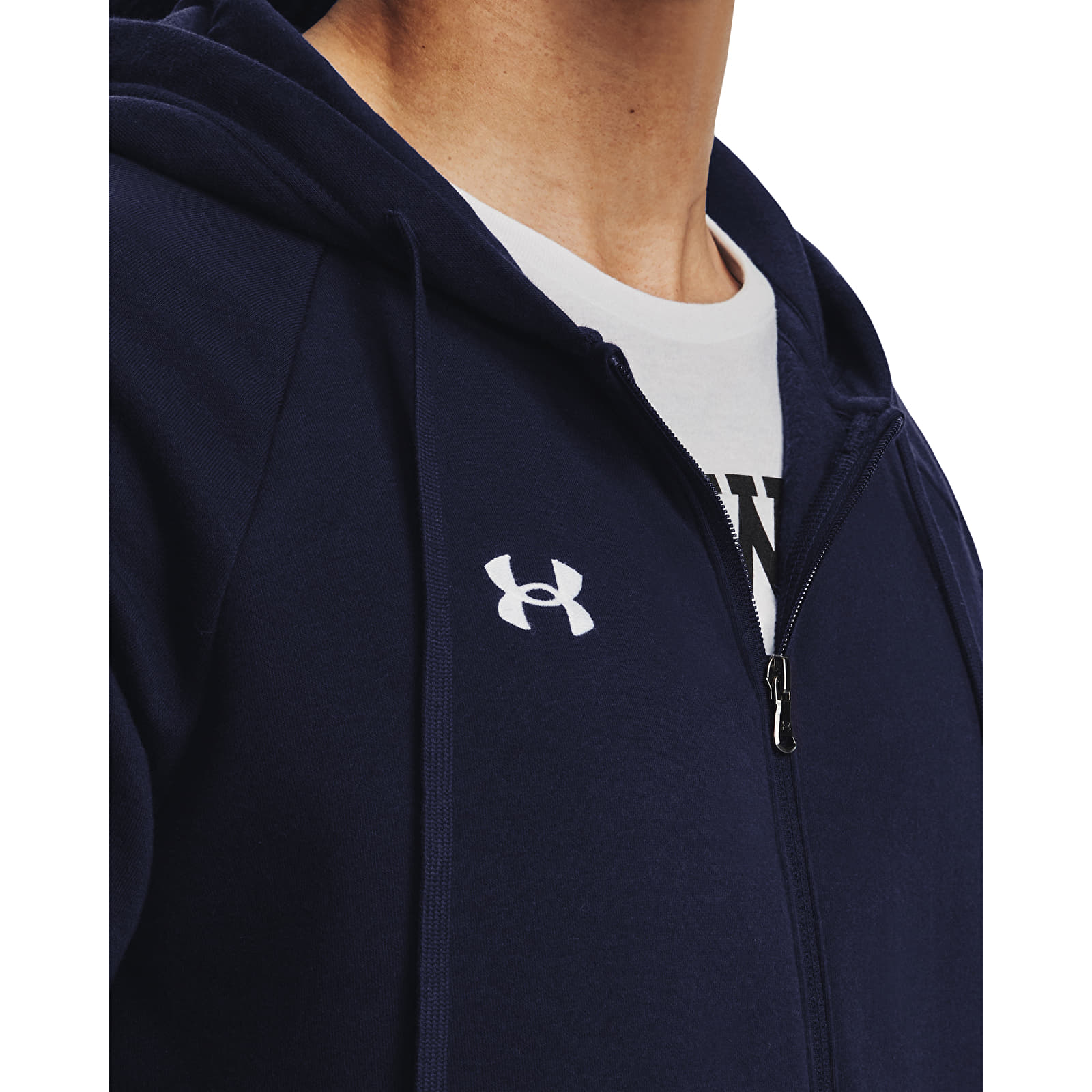 Bluzy z kapturem Under Armour Rival Fleece FZ Hoodie Midnight Navy/ White