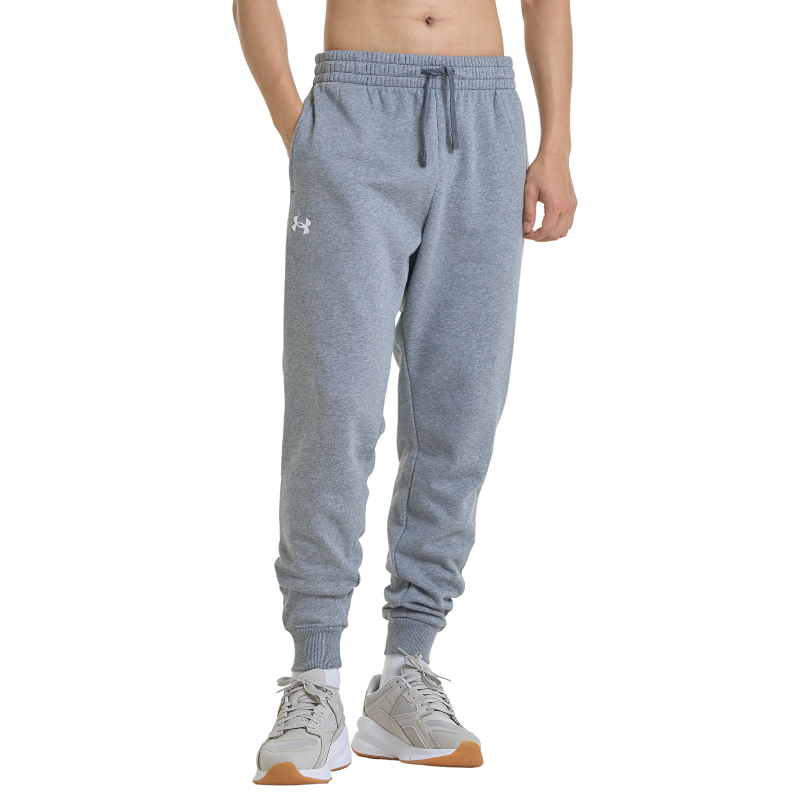 Bukser til mænd Under Armour Rival Fleece Joggers Castlerock Light Heather/ White