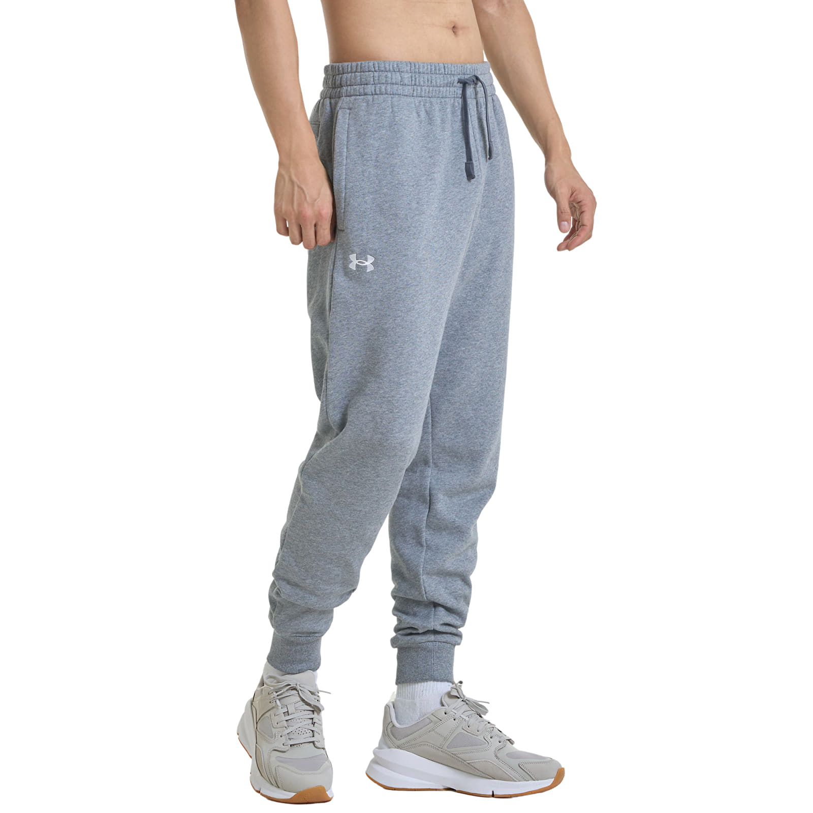 Bukser til mænd Under Armour Rival Fleece Joggers Castlerock Light Heather/ White