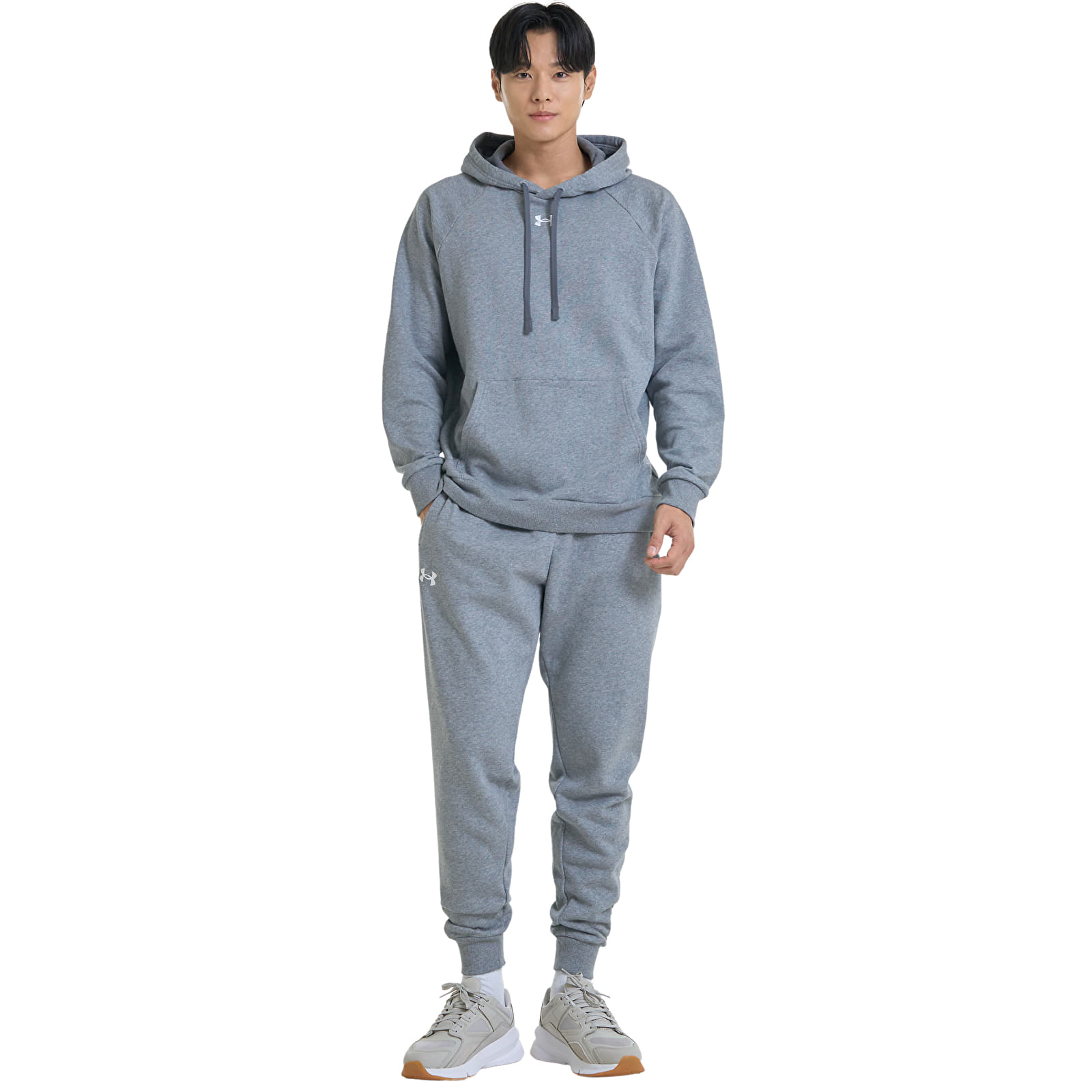 Bukser til mænd Under Armour Rival Fleece Joggers Castlerock Light Heather/ White