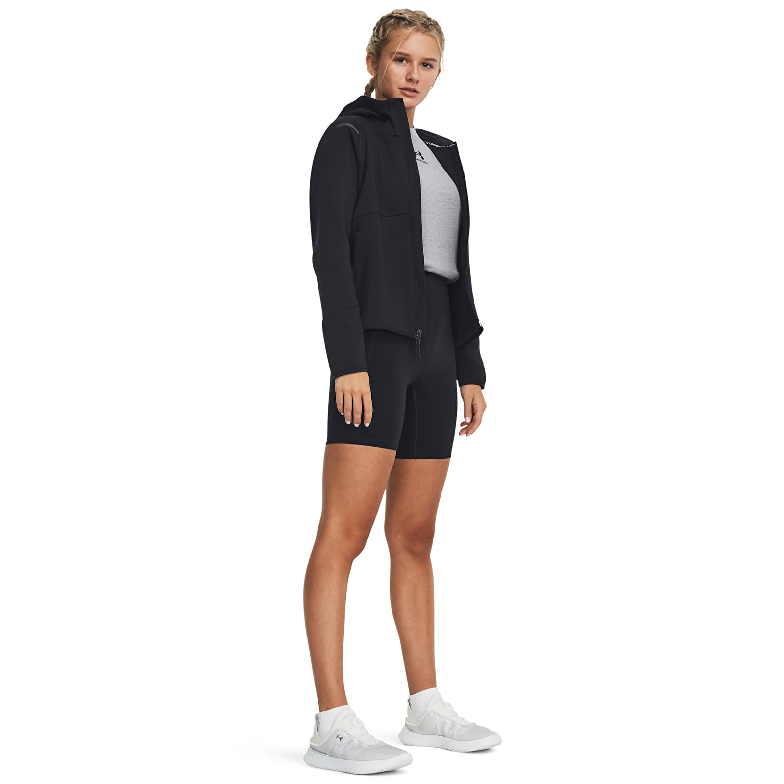 Hættetrøjer til kvinder Under Armour Unstoppable Fleece FZ Black/ Black