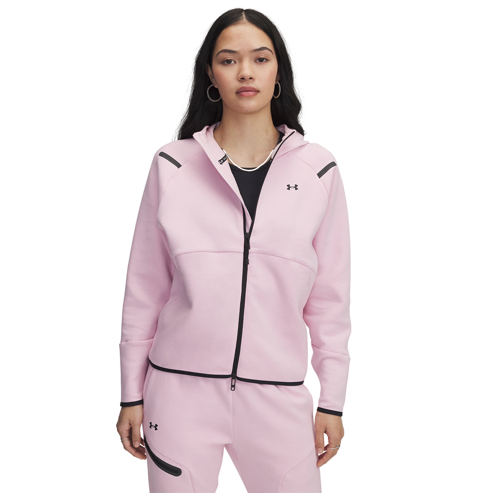 Sweatshirt Under Armour Unstoppable Fleece FZ Prime Pink/ Black XL