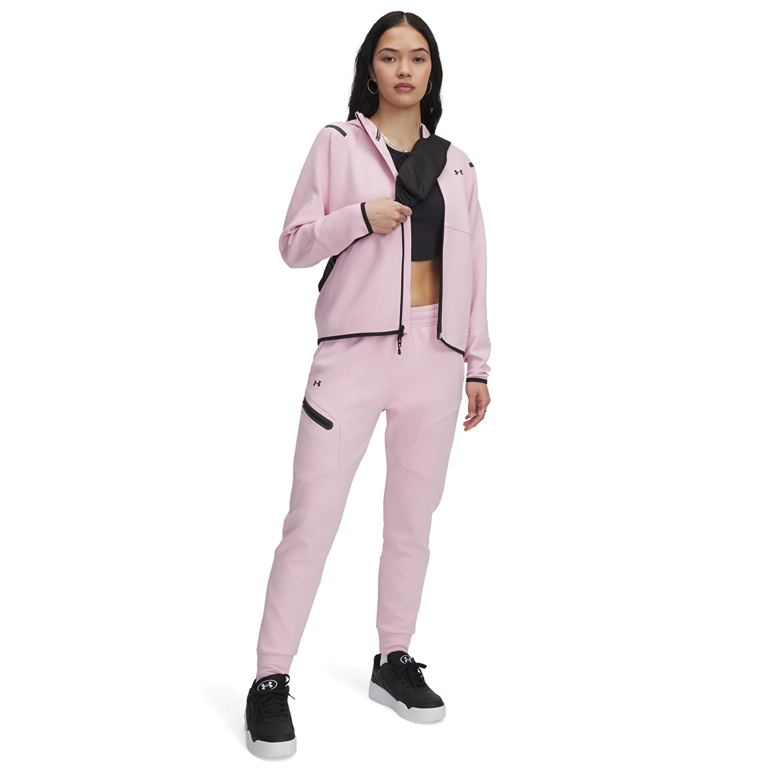 Pantaloni de damă Under Armour Unstoppable Fleece Jogger Prime Pink/ Black