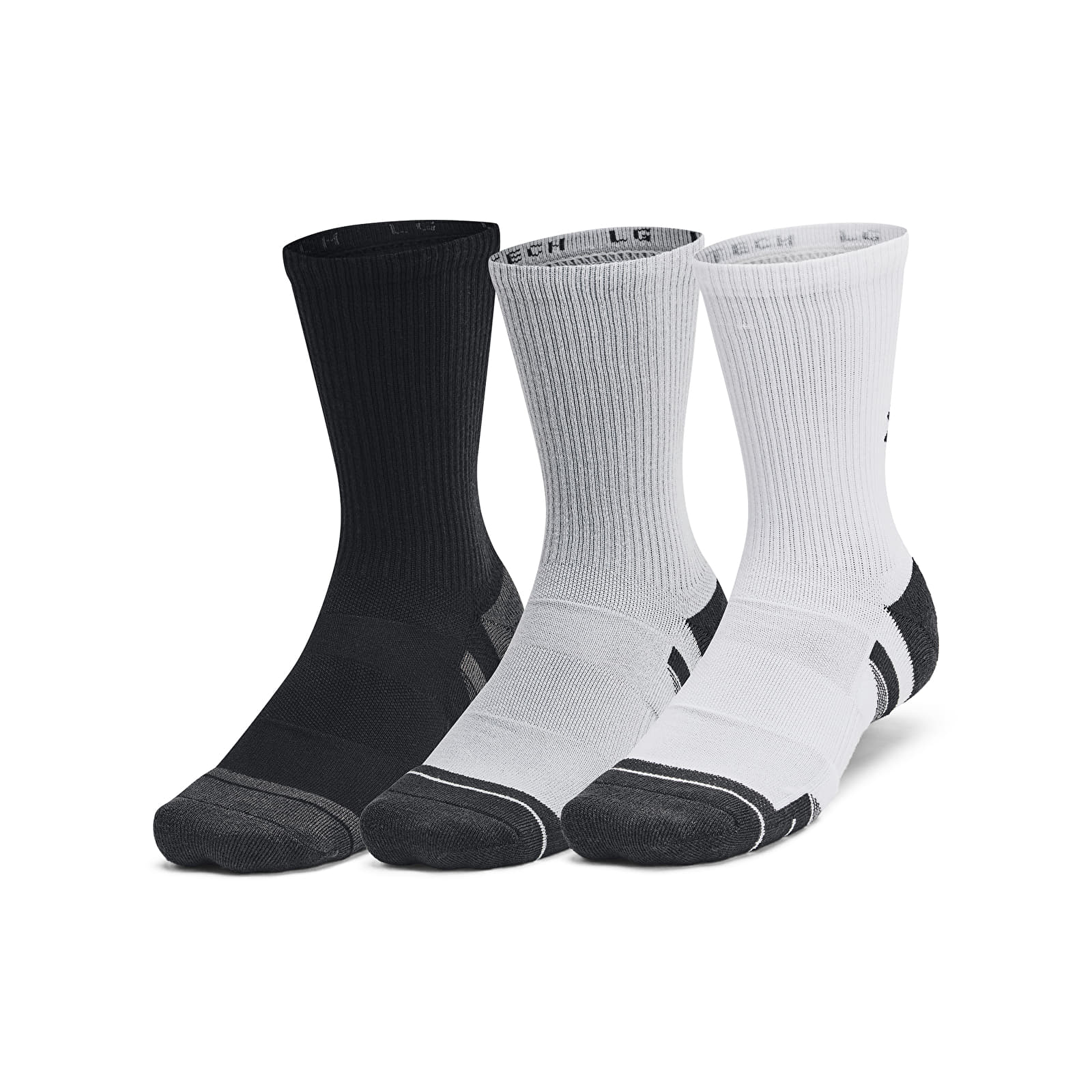 Men's socks Under Armour Unisex Under Armour Perf Tech 6-Pack Crew Mod Gray/ Mod Gray/ Jet Gray