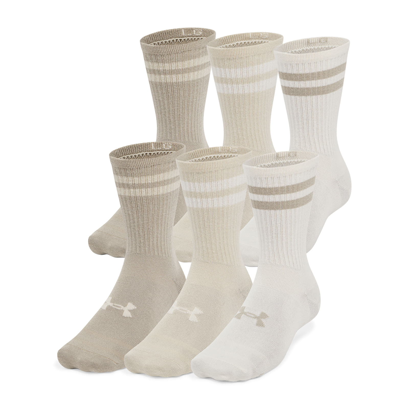 Socken - Männer Under Armour Essential 6-Pack Crew Stone/ Stone/ Timberwolf Taupe