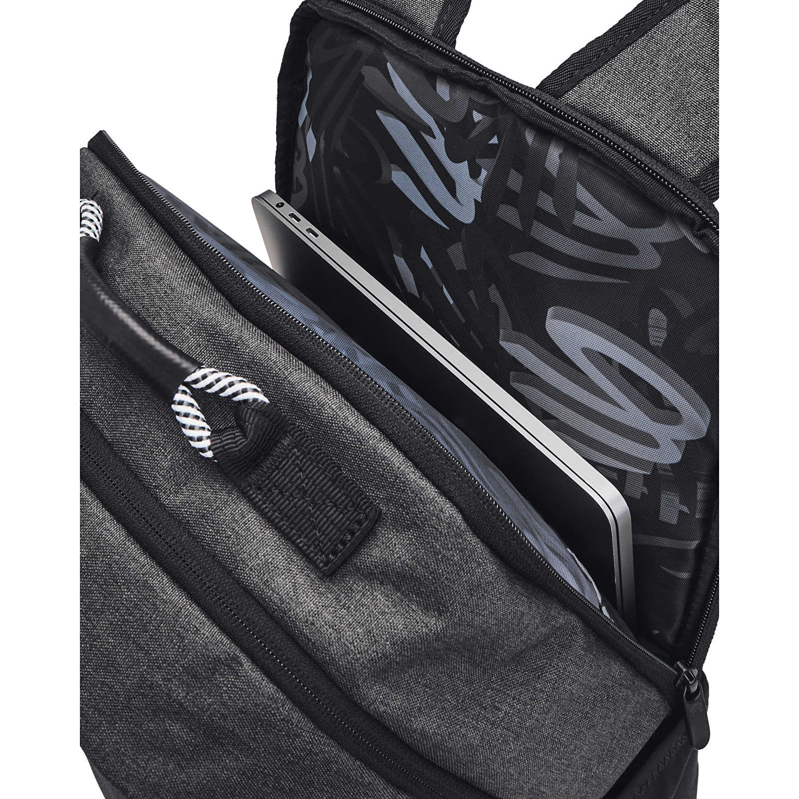 Men's backpacks Under Armour Curry Splash Backpack Black/ Jet Gray Full Heather/ Black