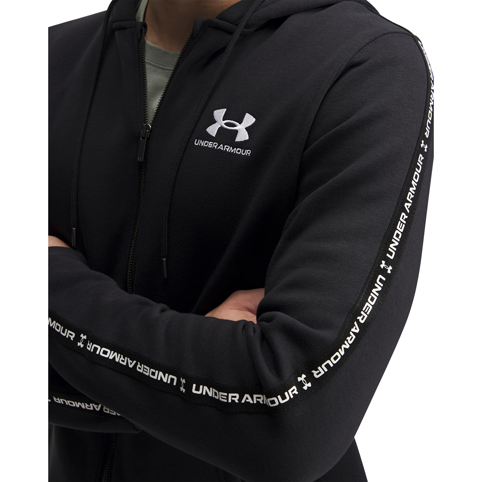 Vīriešu kapuces Under Armour Icon Fleece FZ Taping Black/ White