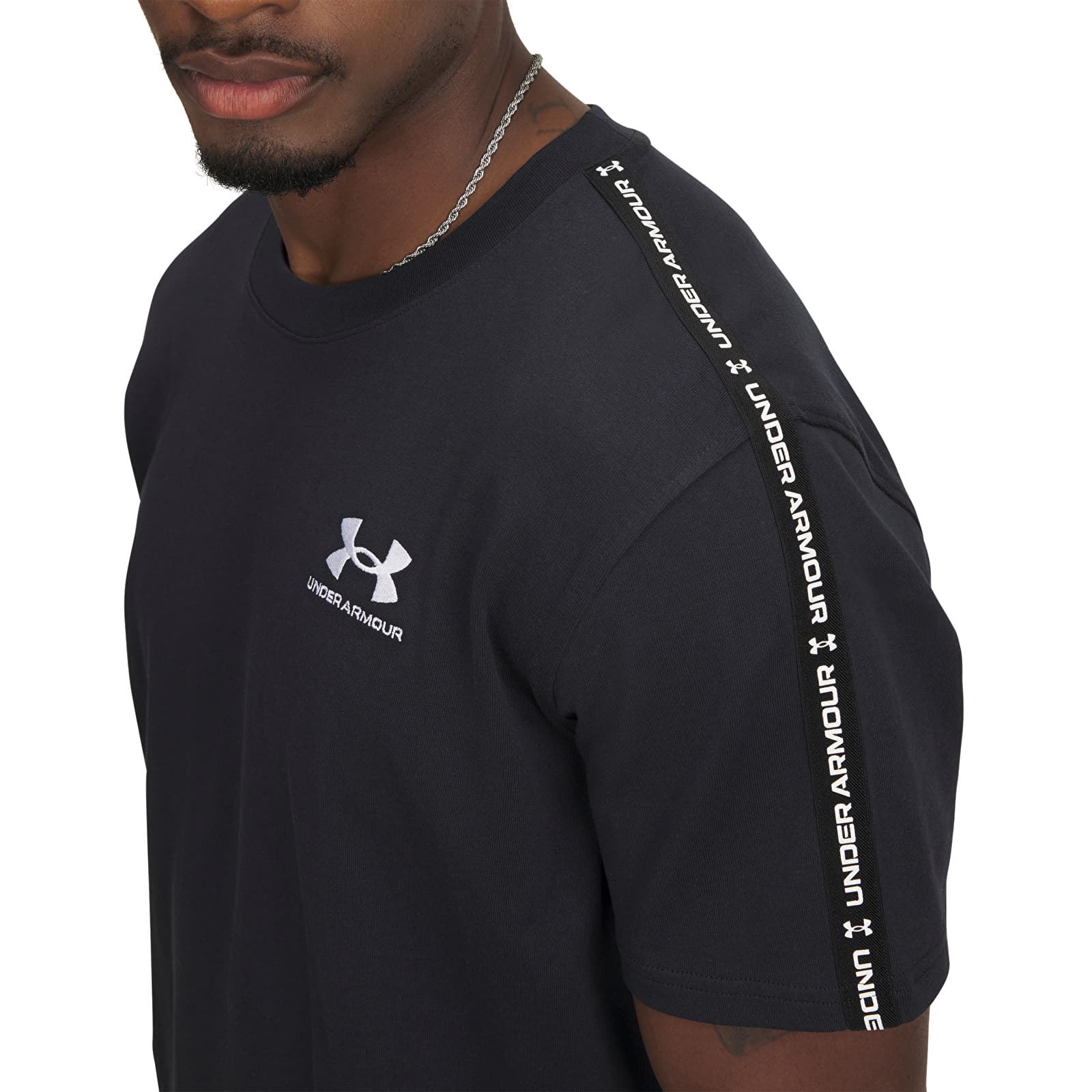 Férfi pólok Under Armour Icon HWT Tee Taping Black/ White