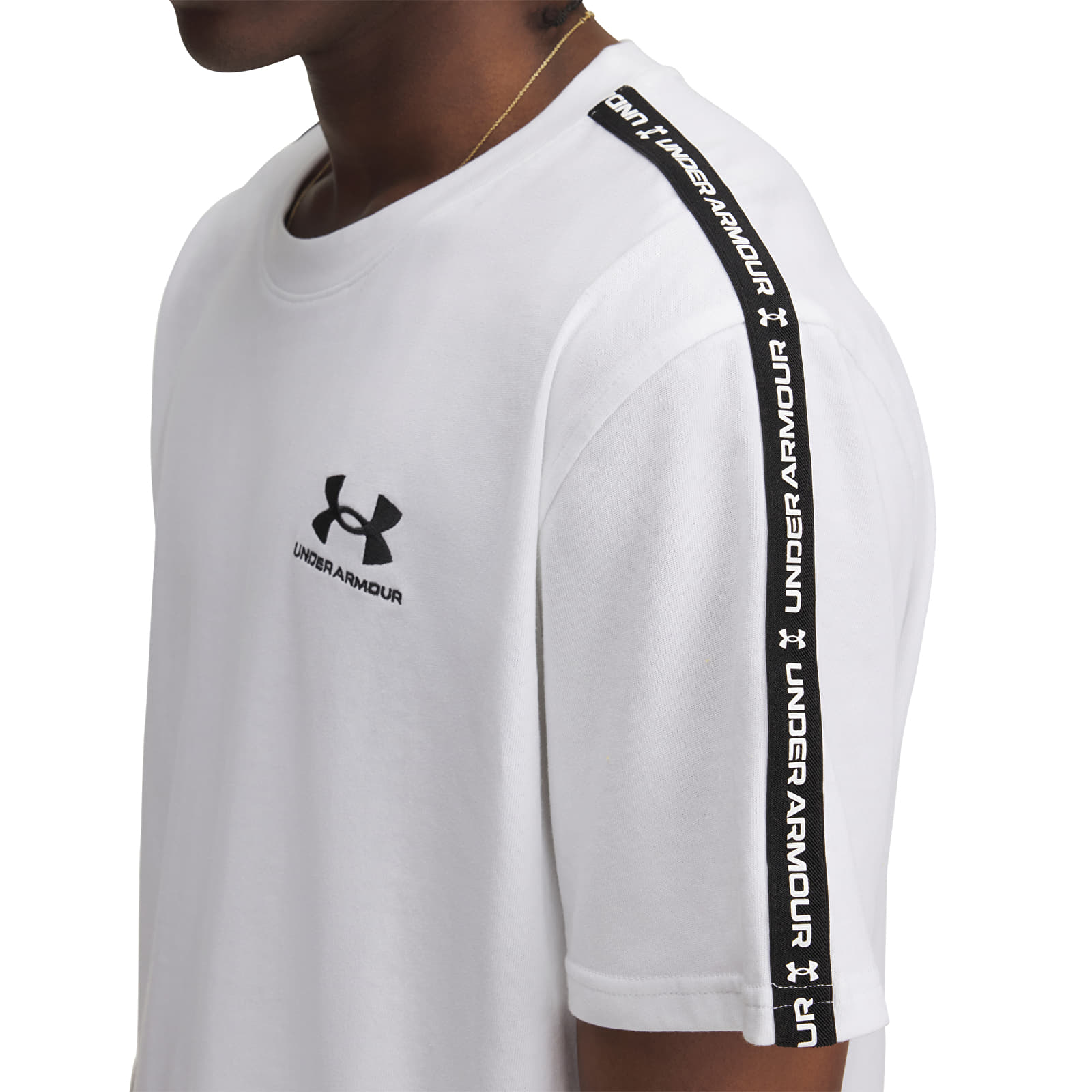 Férfi pólok Under Armour Icon HWT Tee Taping White/ Black