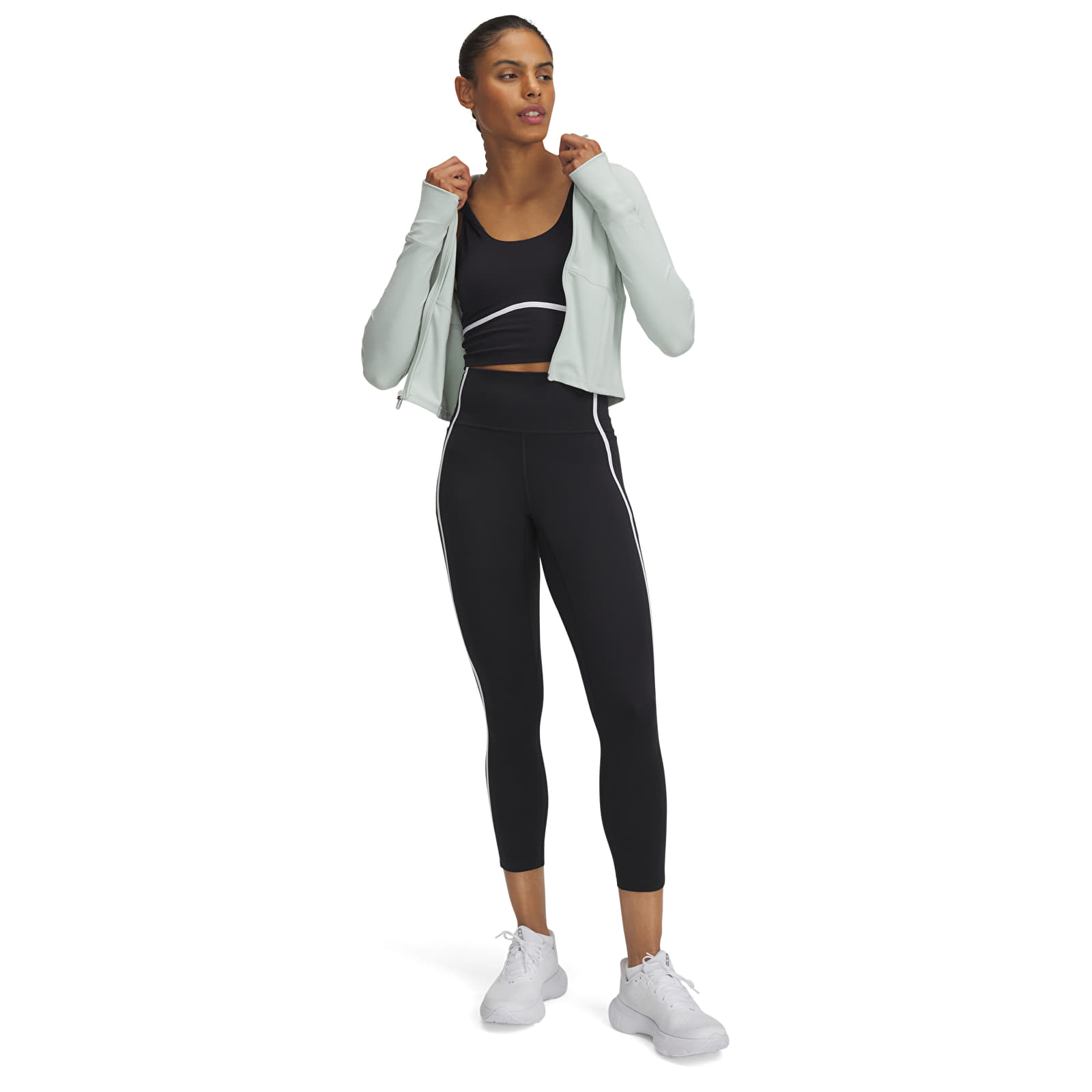 Női leggings Under Armour Meridian Piped Ankle Leg Black/ White/ Black
