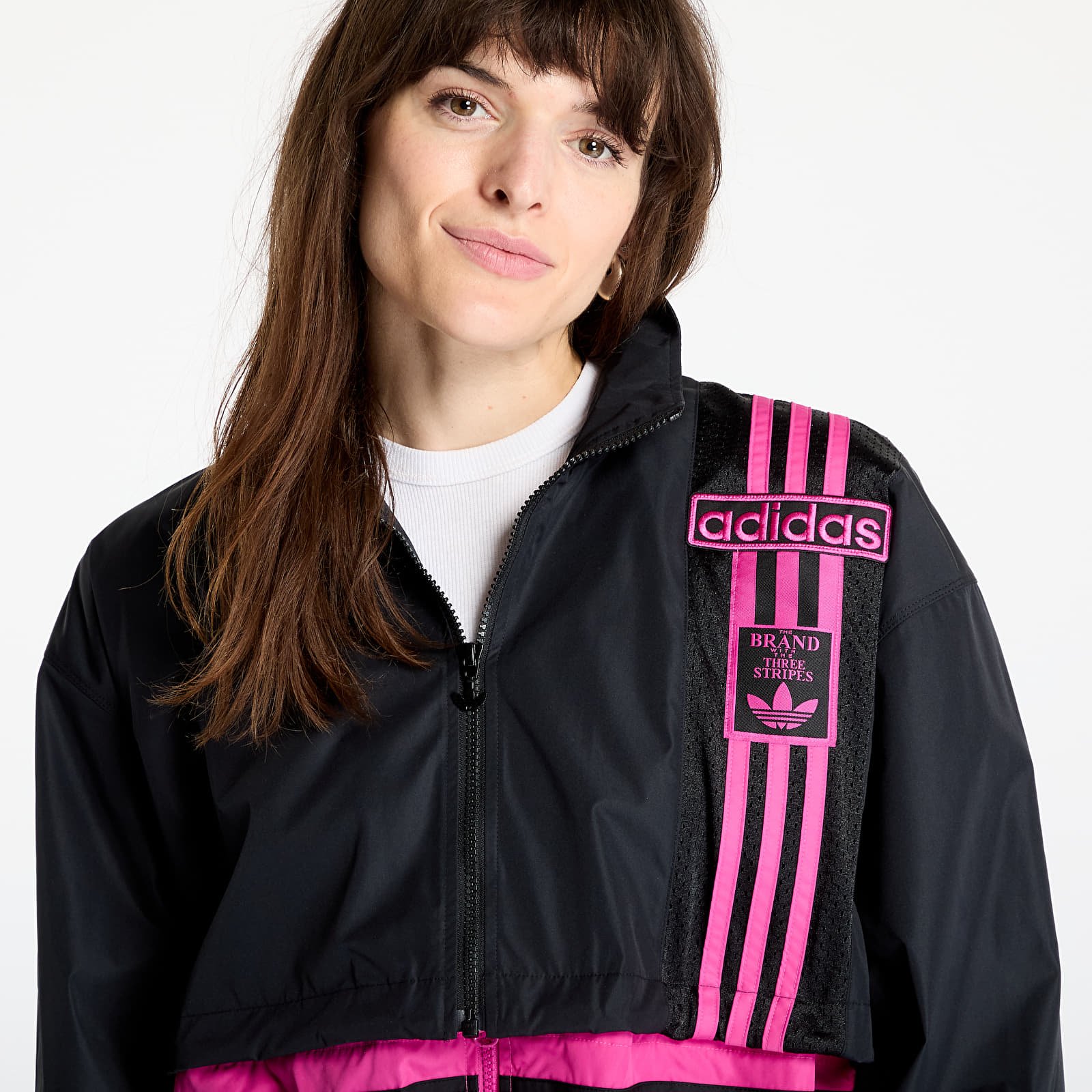 Kurtki damskie adidas Adibreak Woven 2In1 Track Top Black/ Semi Lucid Fuchsia