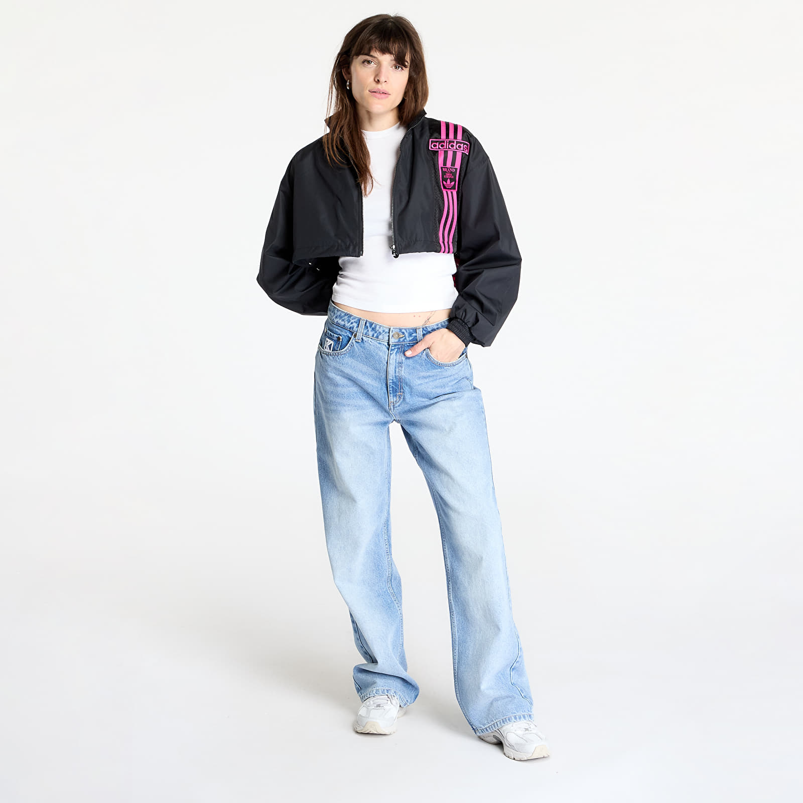 Kurtki damskie adidas Adibreak Woven 2In1 Track Top Black/ Semi Lucid Fuchsia